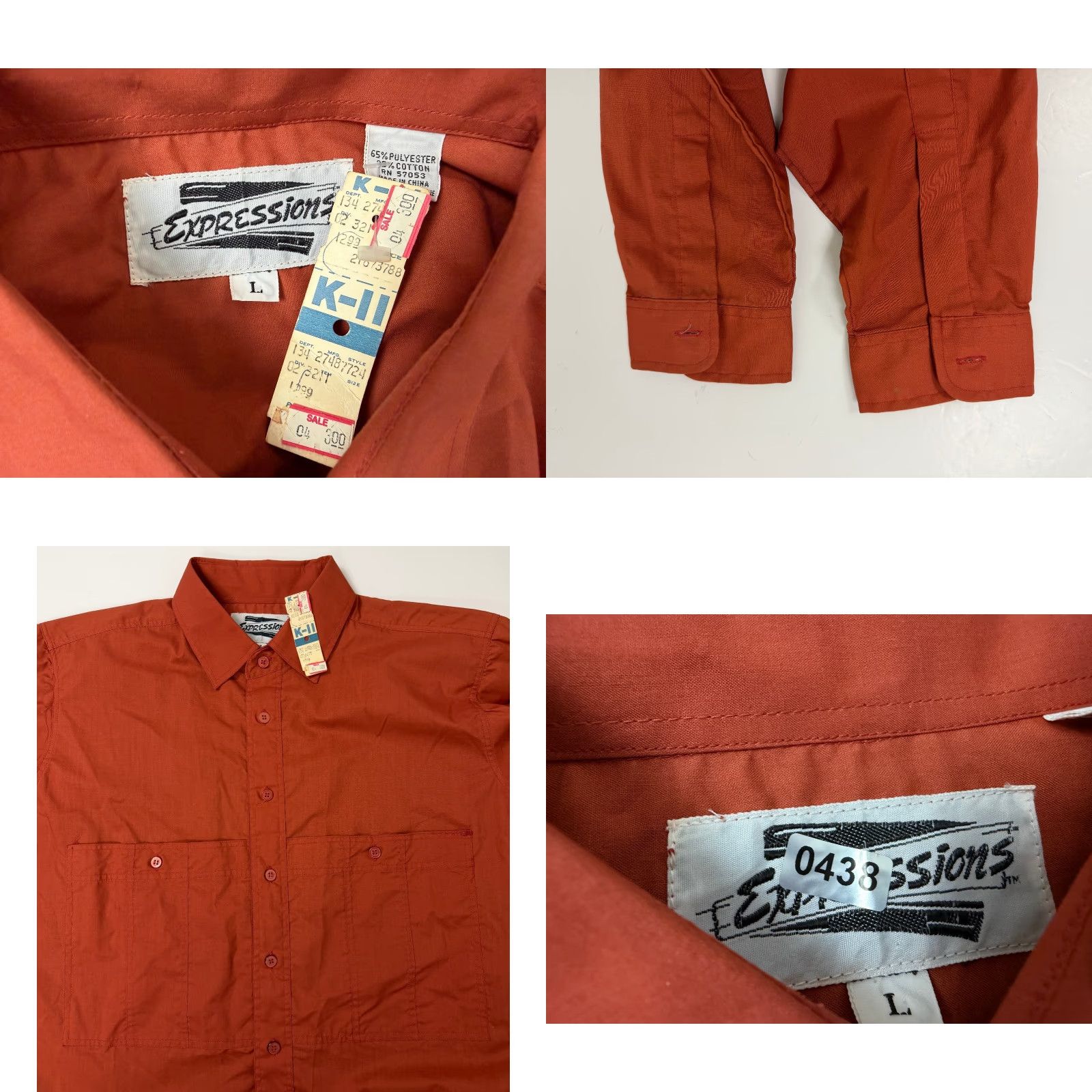 Vintage VINTAGE Expressions Button-Up Shirt Men L Orange 80s 90s Slim Long Sleeve Collared New Size US L / EU 52-54 / 3 - 9 Thumbnail