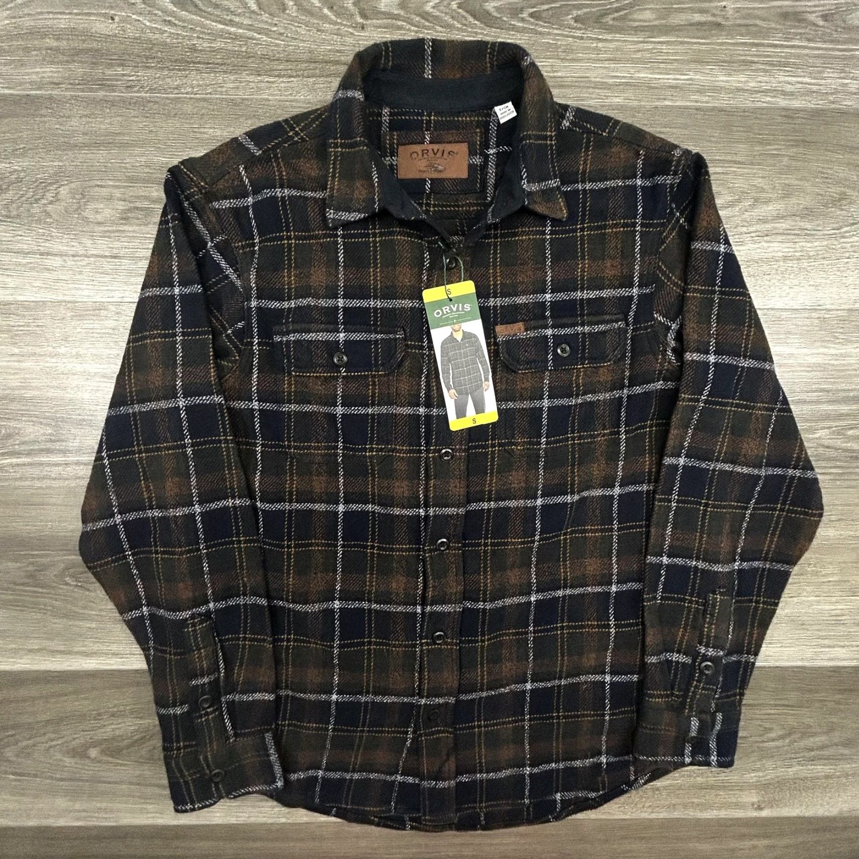 Orvis Orvis Flannel Shirt Mens S Blue Plaid Button Up Pockets Heavyweight Cotton Polyester Adjustable Cuffs Lined XP Winter Outdoor Mens Size US S / EU 44-46 / 1 - 2 Thumbnail
