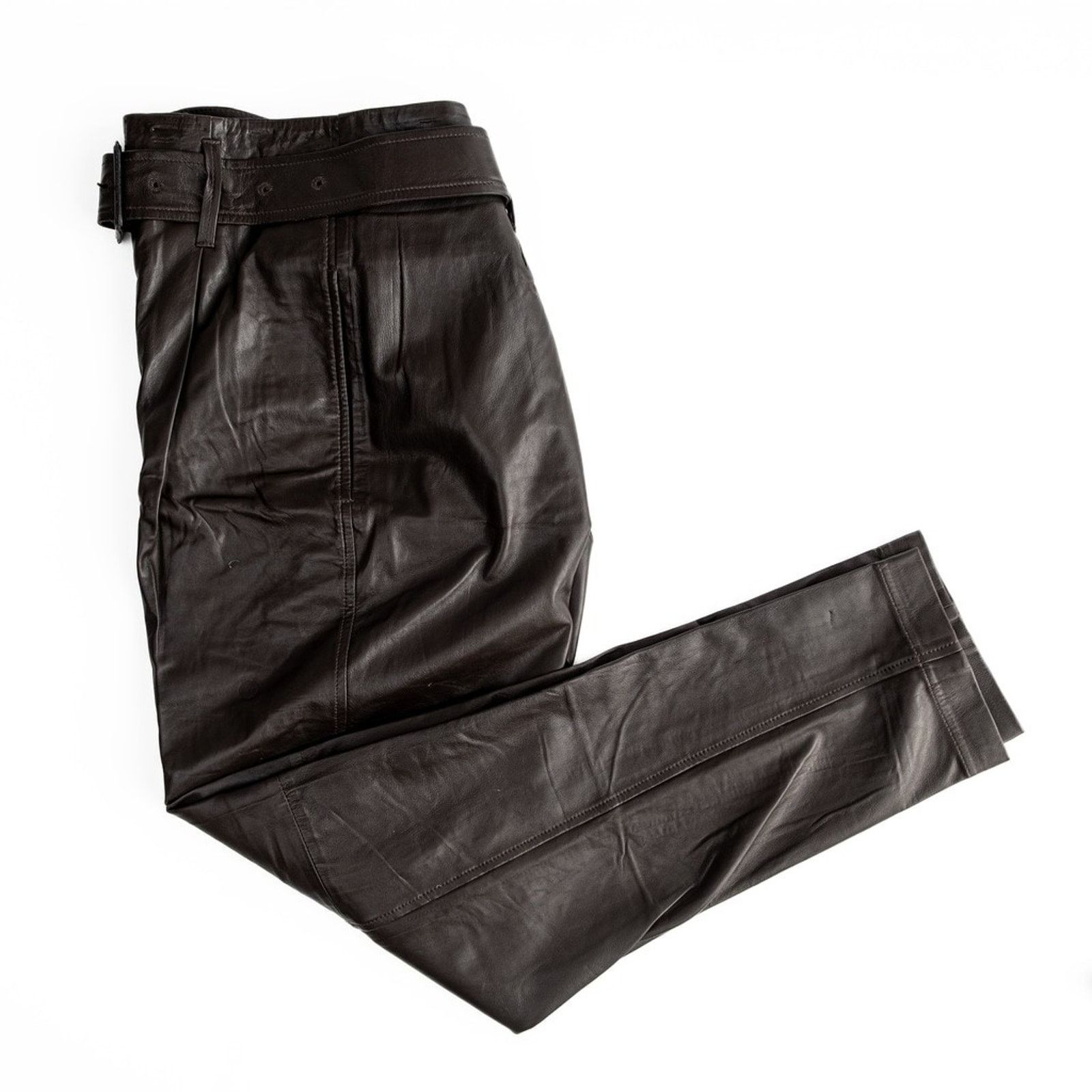 Polo Ralph Lauren NWT Polo Ralph Lauren Lambskin High-Rise Pants Brown Size 12 Size 34" / US 12 / IT 48 - 7 Thumbnail
