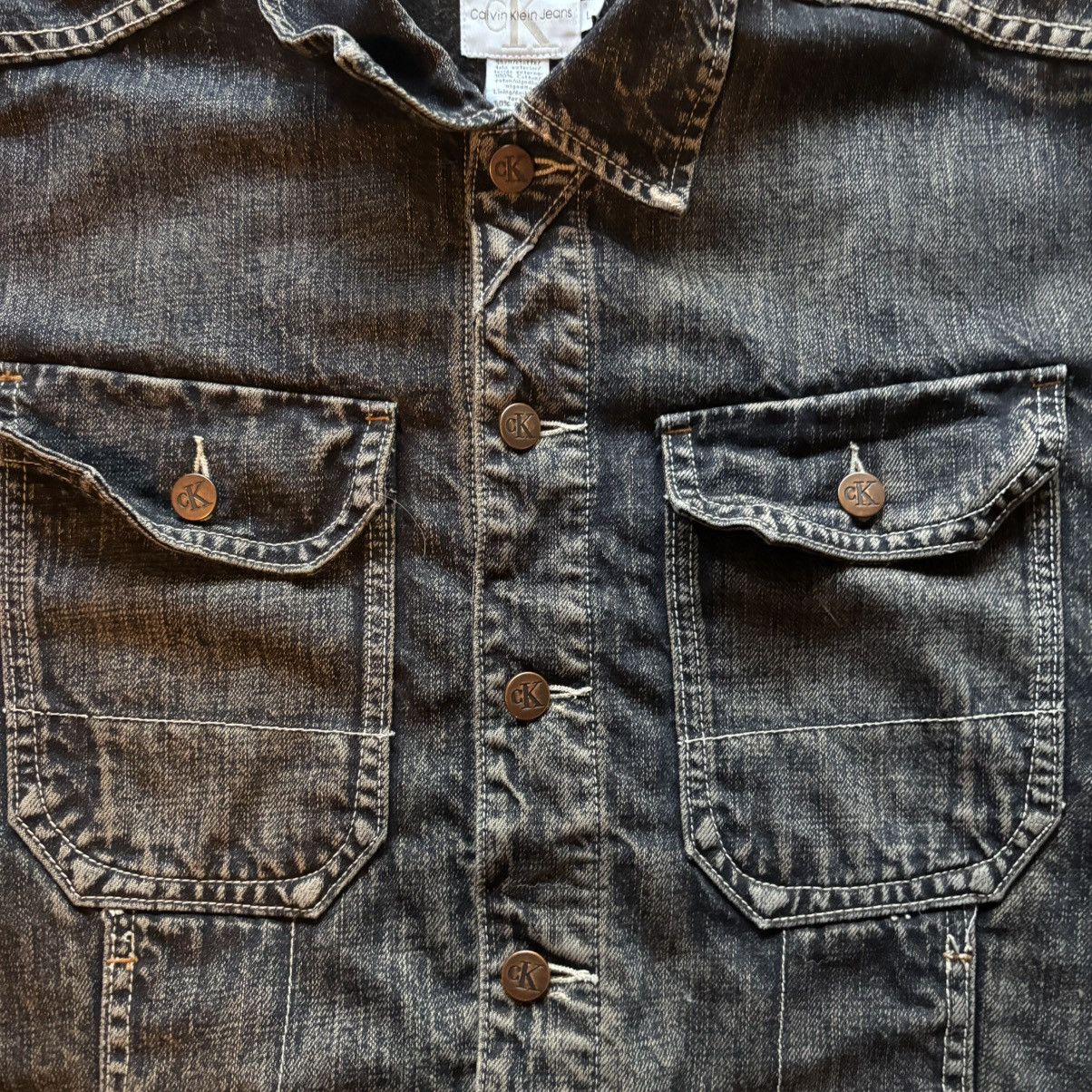 Calvin Klein VINTAGE CLAVIN KLEIN Cropped Denim Jacket Size US L / EU 52-54 / 3 - 3 Thumbnail