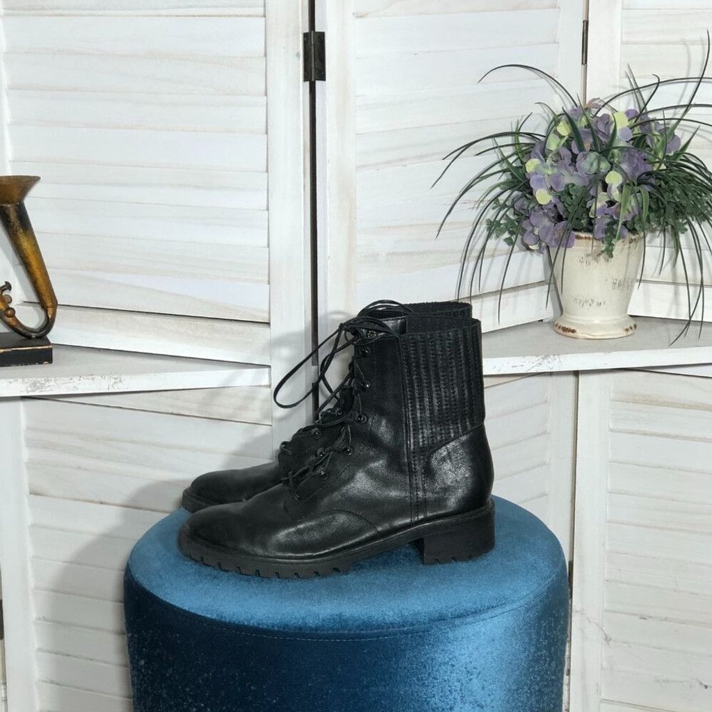 SCHUTZ Schutz black combat boots leather rubber sole sz 40 9 Size US 9 / IT 39 - 9 Thumbnail