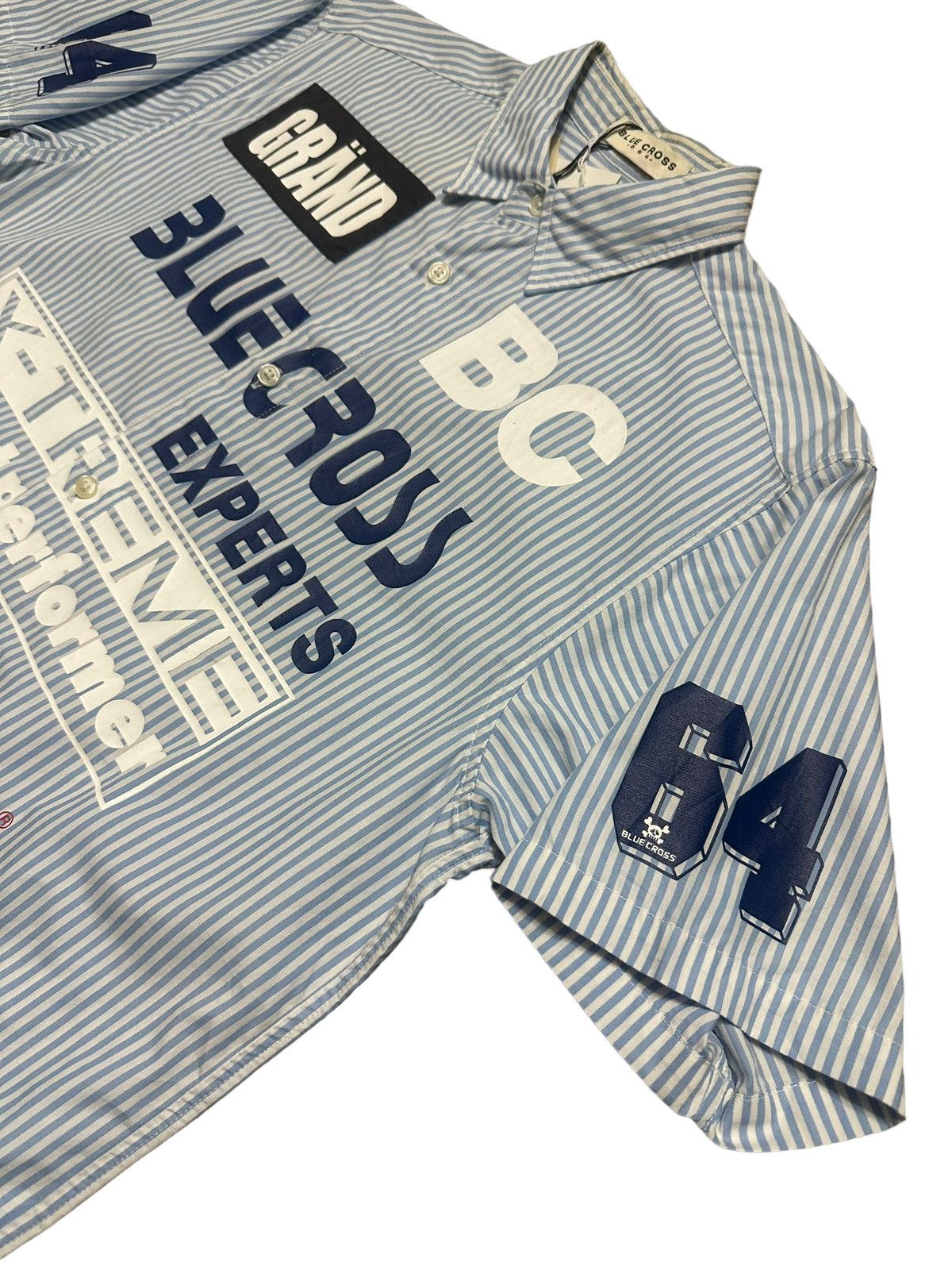 Hysteric Glamour × Japanese Brand × Vintage Vintage Bluecross Skate Striped Button Up Shirts Size US M / EU 48-50 / 2 - 3 Thumbnail