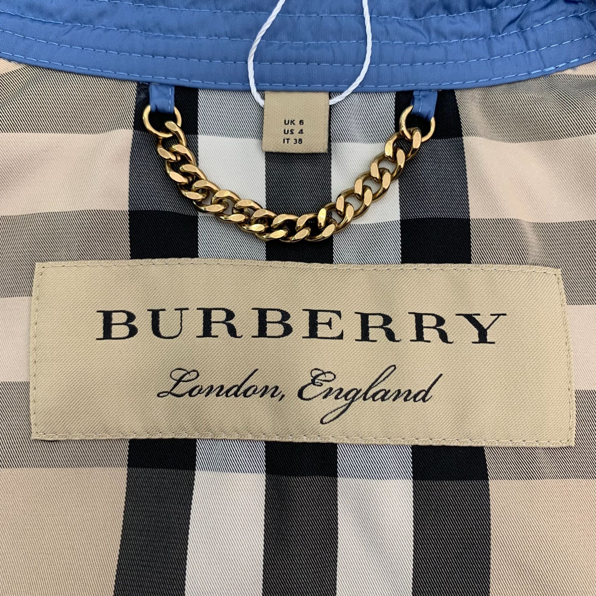 Burberry Burberry Blue Belted Trench Coat (Size 38) Size XS / US 0-2 / IT 36-38 - 2 Thumbnail