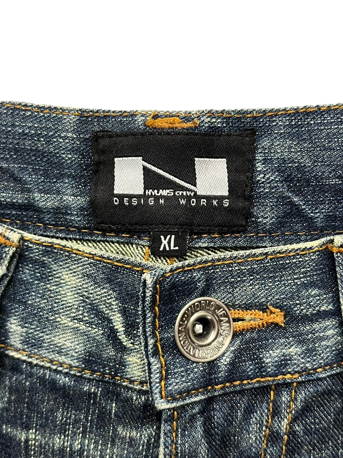 If Six Was Nine NYLAUS Punk Xantho Mud Wash Lightning Whiskered Flare Denim Size US 31 - 12 Thumbnail