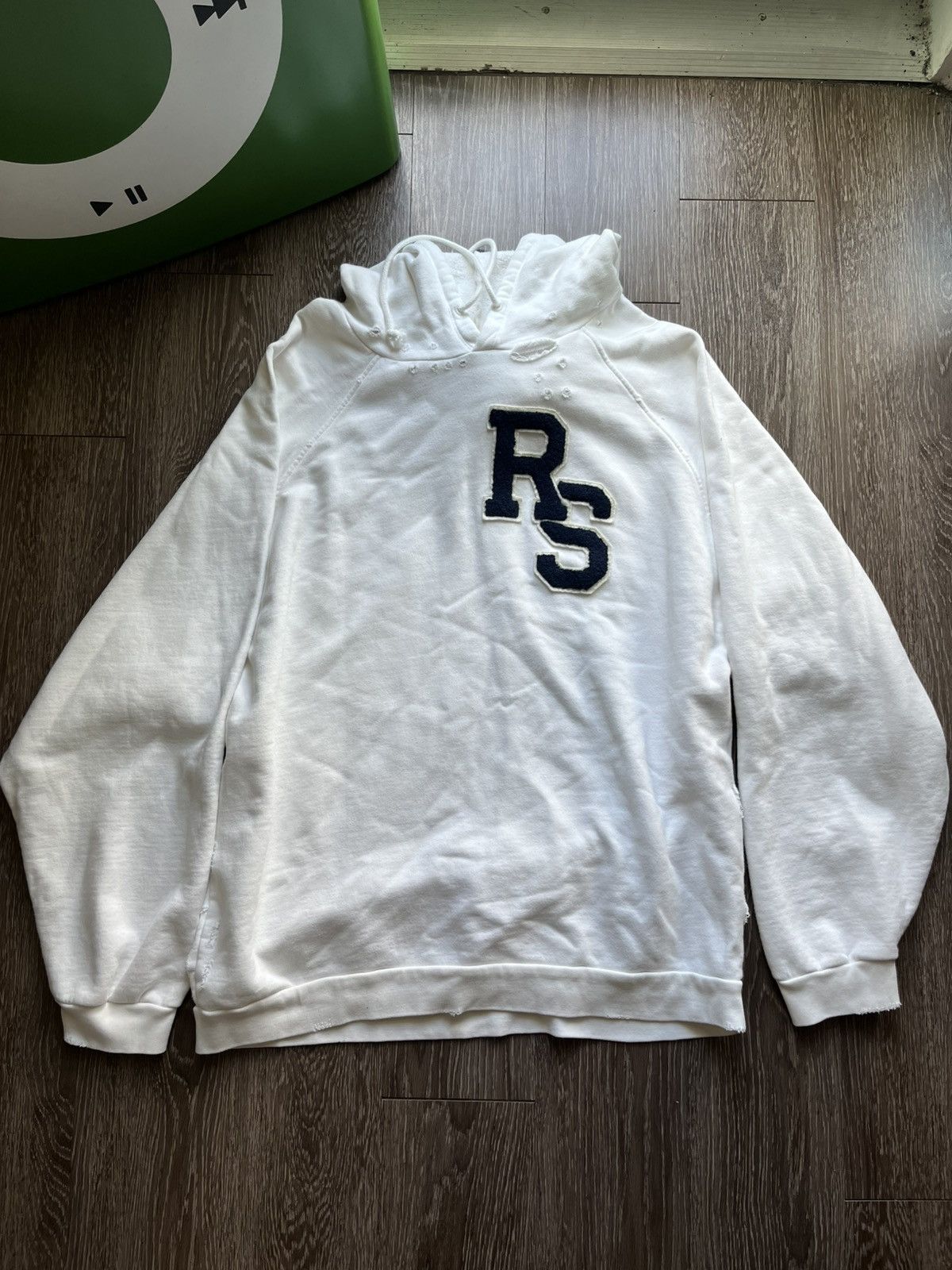 Raf Simons RAF SIMONS LIFE ON MARS DISTRESSED HOODIE CREAM Size US S / EU 44-46 / 1 - 3 Thumbnail