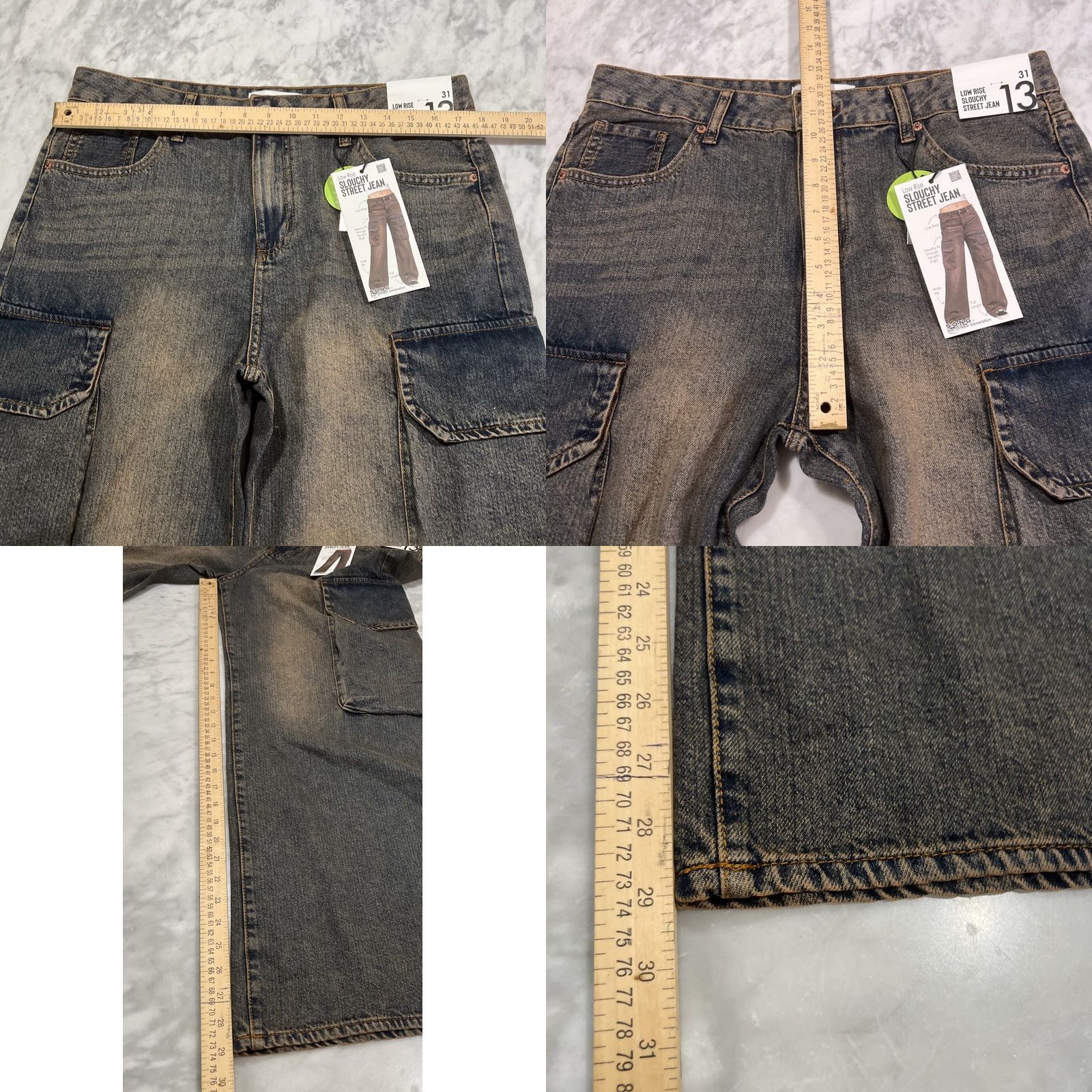 Vintage SONG Low Rise Slouchy Street Jeans Women’s 13/31 Cargo Wide Leg Faded Skate Blue NWT Size 34" / US 12 / IT 48 - 8 Thumbnail