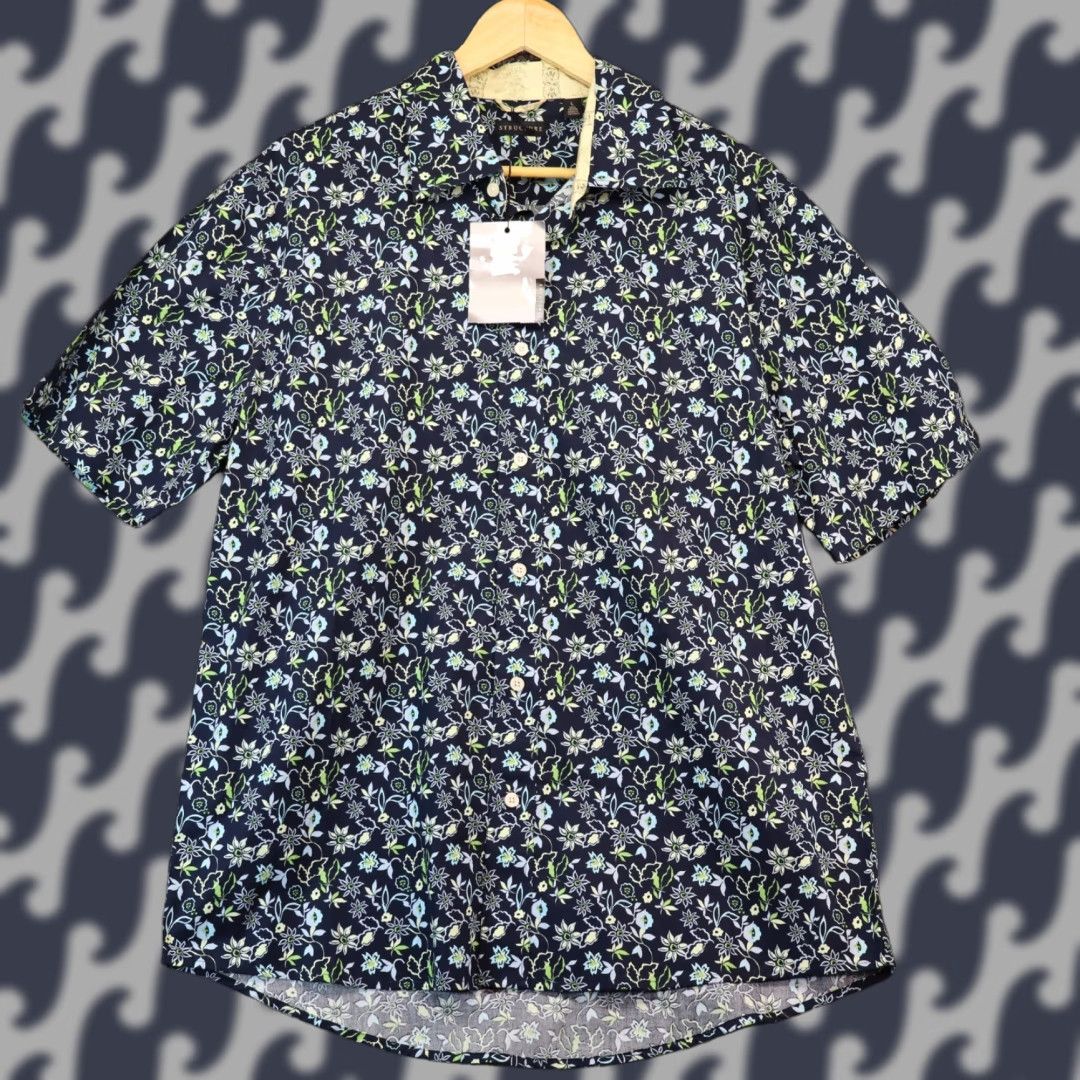 Vintage VINTAGE Structure Button-Up Shirt Men L Blue Floral Pattern Short Sleeve NWT Size US L / EU 52-54 / 3 - 1 Thumbnail