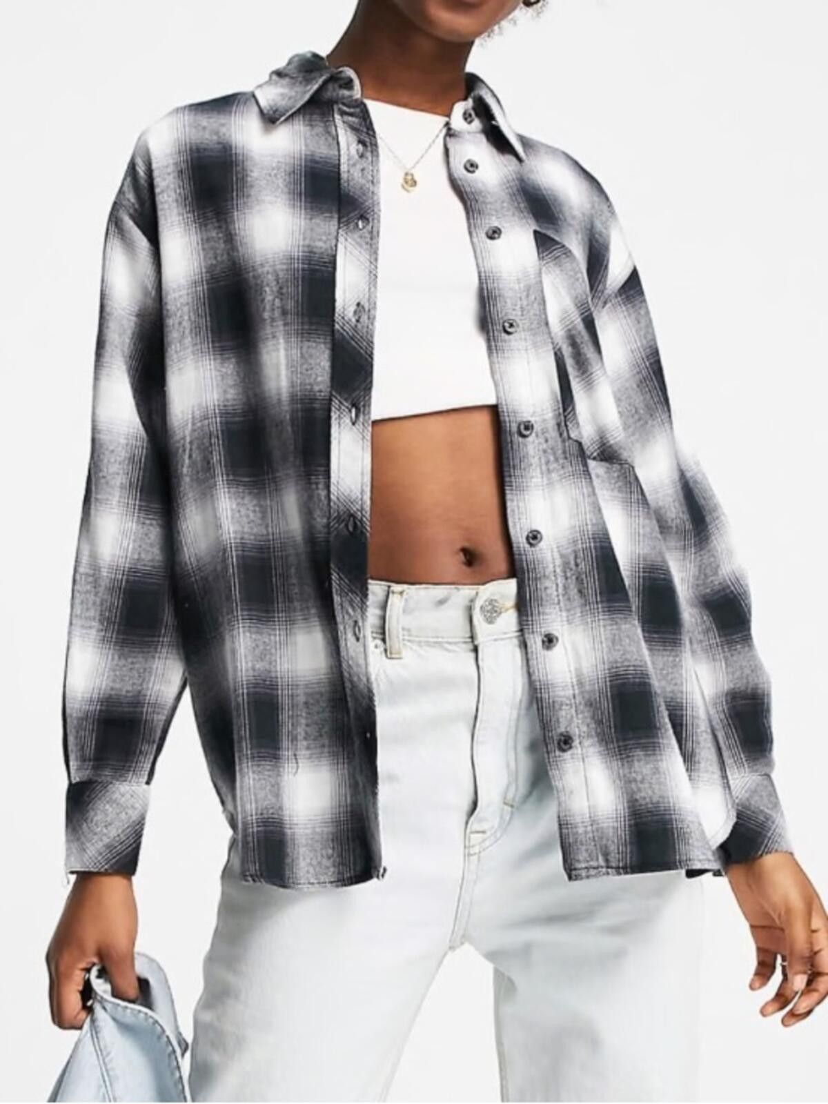 Other Stradivarius / Plaid Button Down / Black White Size XS / US 0-2 / IT 36-38 - 1 Thumbnail