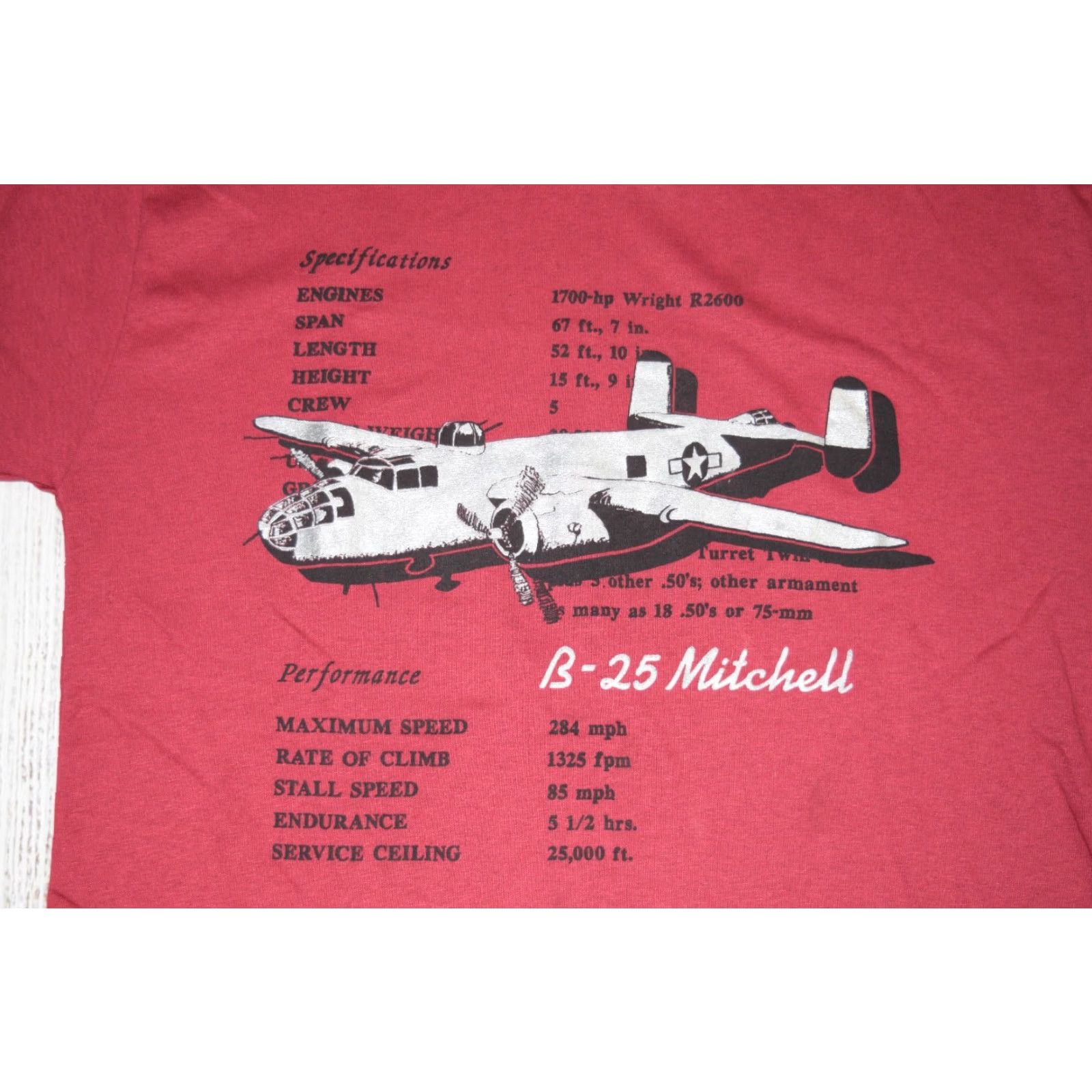 Haband VINTAGE Haband B-25 Stealth Bomber Plane T-Shirt Mens Large Red Graphic Print WW2 Aviation Size US L / EU 52-54 / 3 - 2 Thumbnail