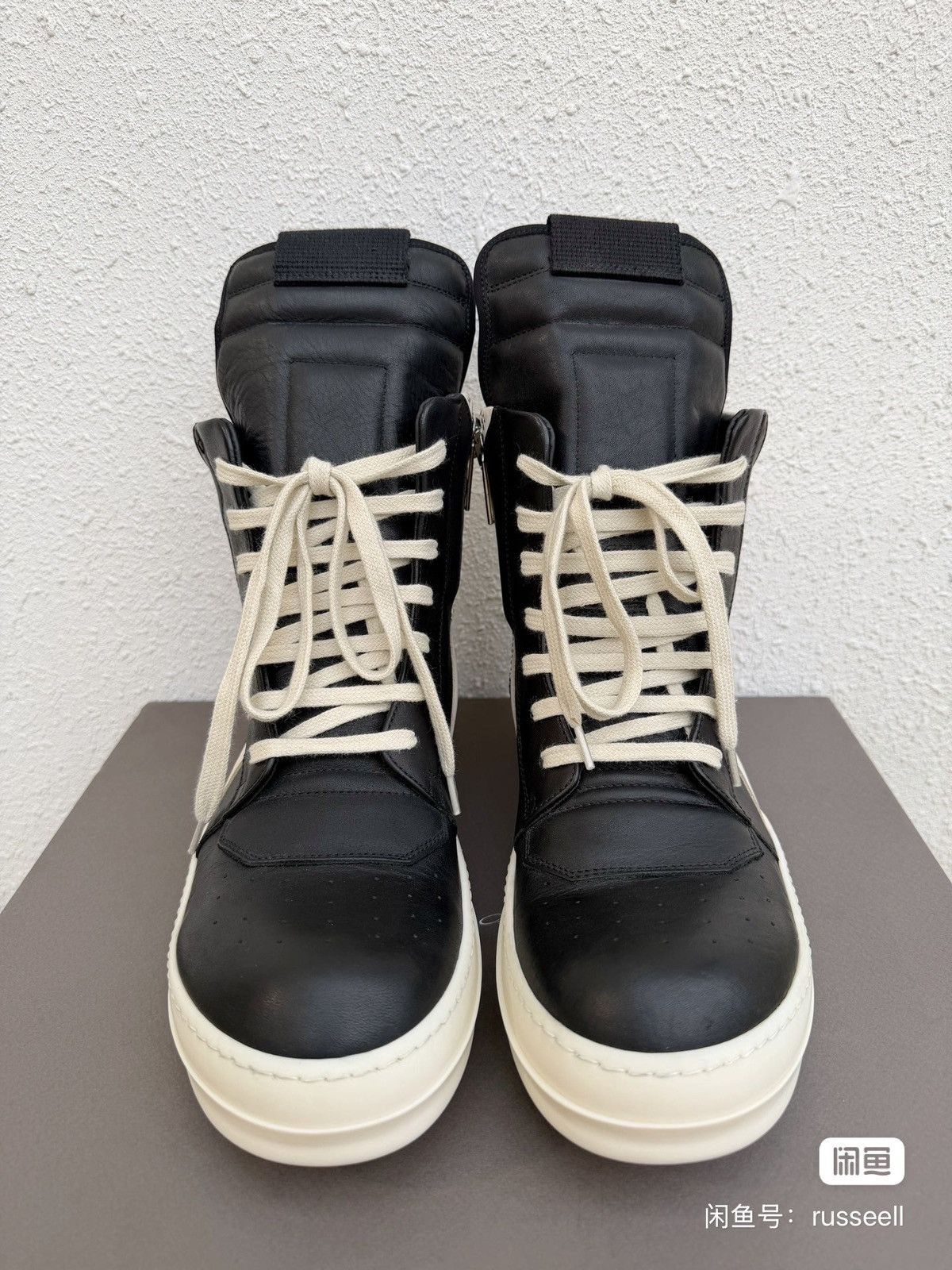 Rick Owens Rick Owens high-top Geobasket sneakers in black and white Size US 7 / EU 40 - 3 Thumbnail