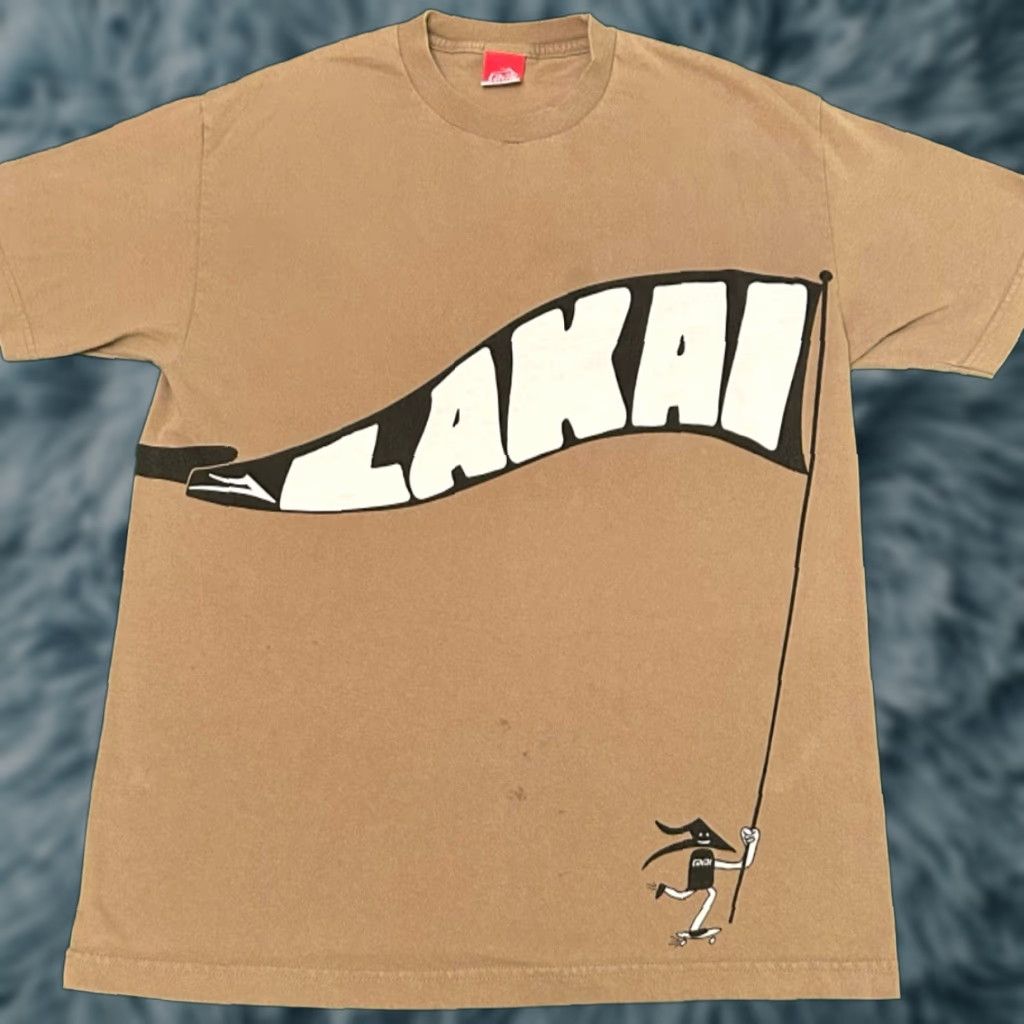 VINTAGE Lakai Skate Tee Logo VTG Shirt Mens L Chocolate 90s Y2K Skater Grunge Hip Hop Punk World Industries Logo Shirt Mens LW