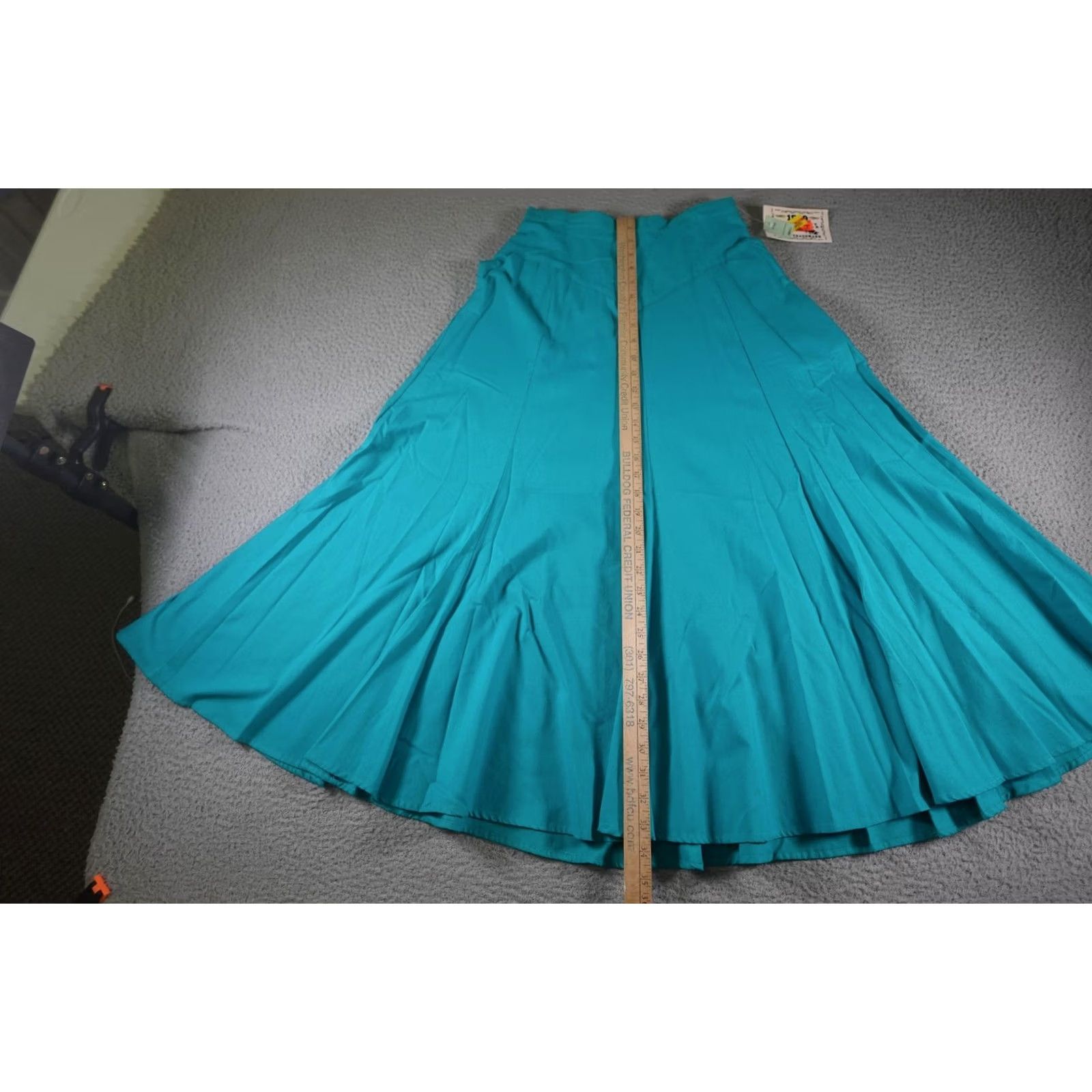 DANCER VINTAGE 1849 Authentic Ranchwear Western Skirt Womens Small Blue Flare Cowgirl Rodeo Square Dance Show Slit Back Zip Elastic Waist Size 28" / US 6 / IT 42 - 6 Thumbnail