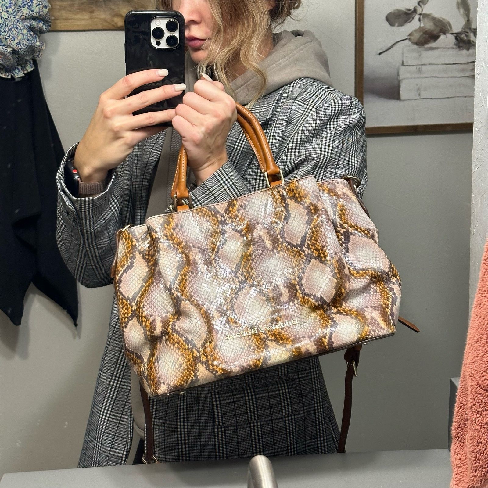 Dooney & Bourke Dooney & Bourke City Python Embossed Leather Barlow Satchel Size ONE SIZE - 10 Thumbnail