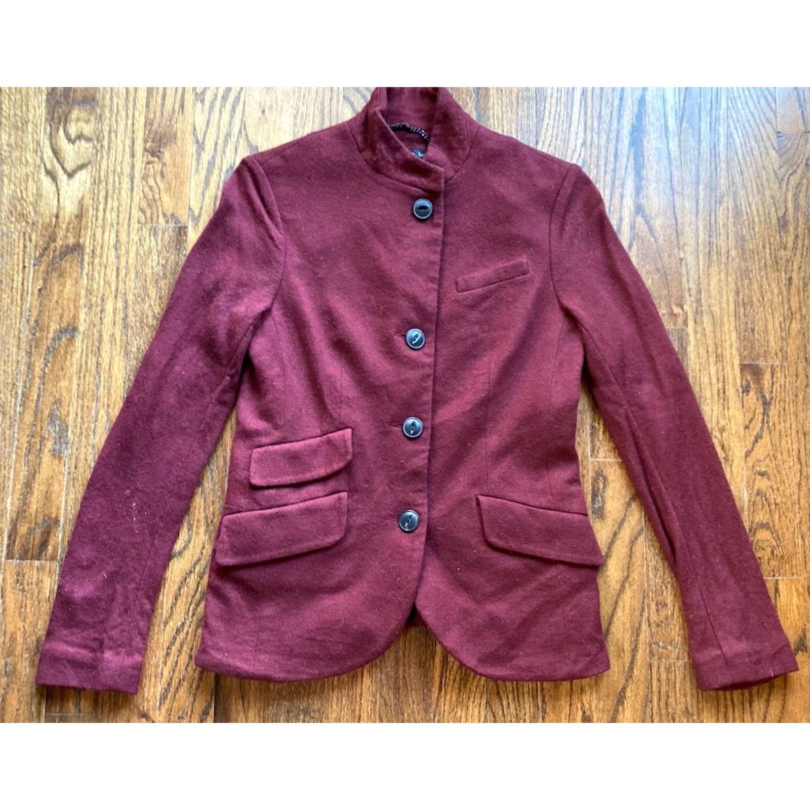Rag & Bone rag & bone Blazer Womens 2 Wool Burgundy Jacket Coat Slade Quiet Luxury Size XS / US 0-2 / IT 36-38 - 2 Thumbnail