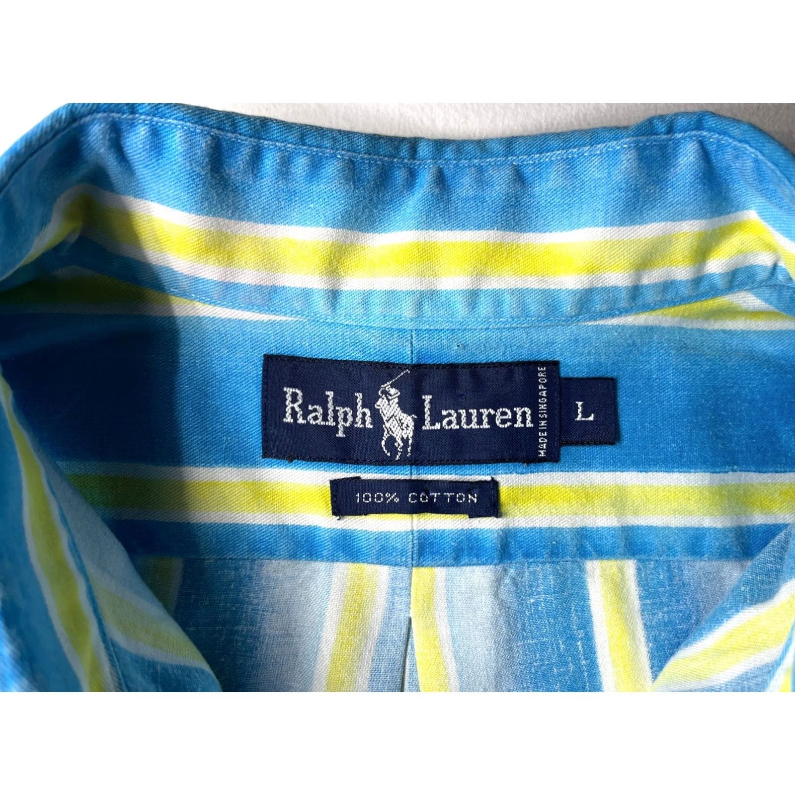 Ralph Lauren Men's Vintage Ralph Lauren Short Sleeve Button-Down Cotton Shirt Striped Sz L Size US L / EU 52-54 / 3 - 7 Thumbnail