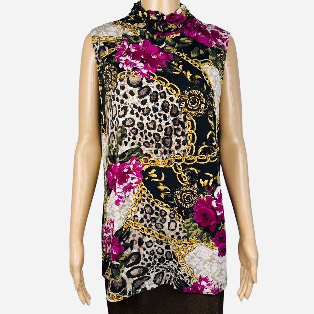 Other Susan Graver Printed Liquid Knit High Neck Sleeveless Top A Size XL / US 12-14 / IT 48-50 - 1 Thumbnail