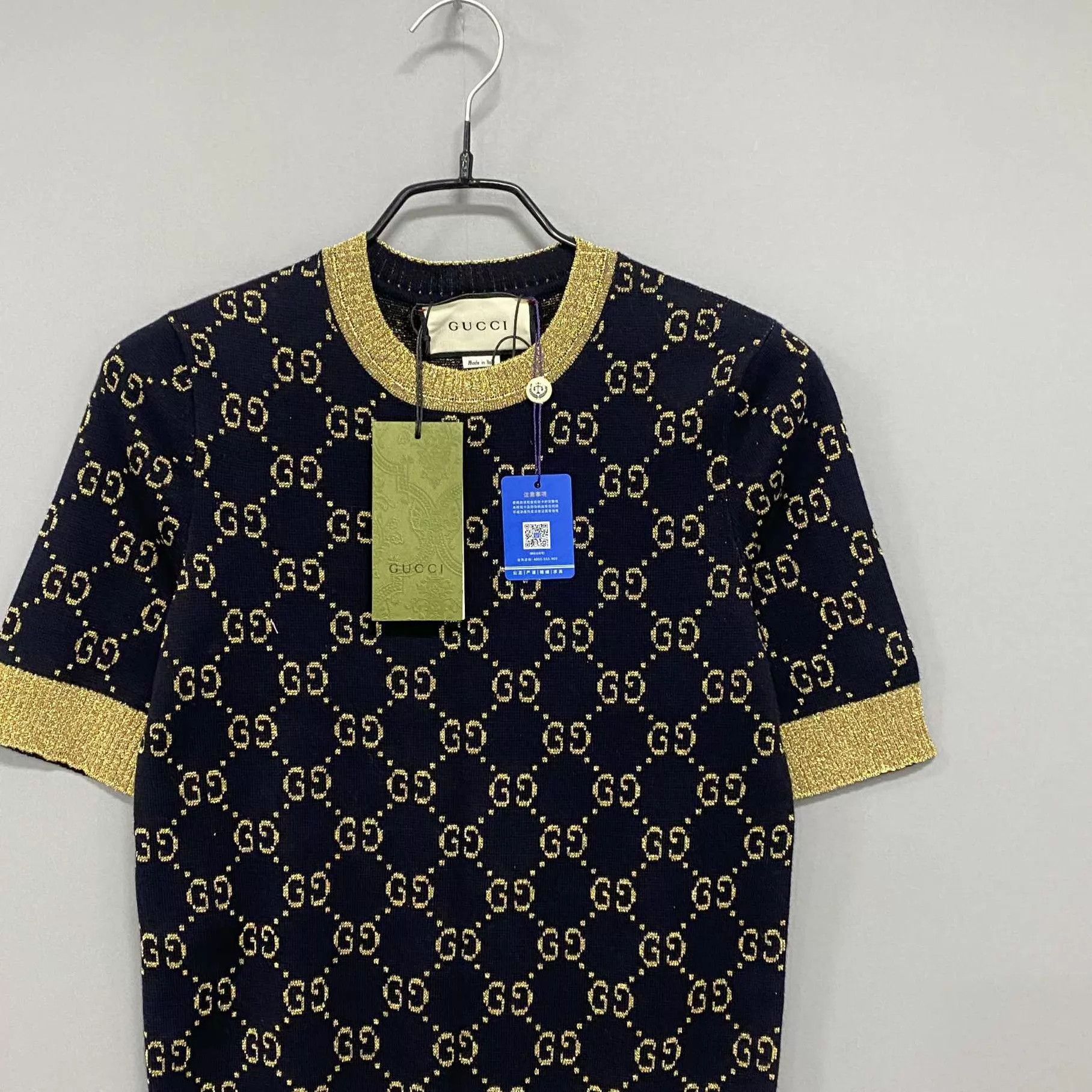 Gucci GUCCI Women's Gold Thread Jacquard Allover-Print Knit SS XS Size XS / US 0-2 / IT 36-38 - 2 Thumbnail
