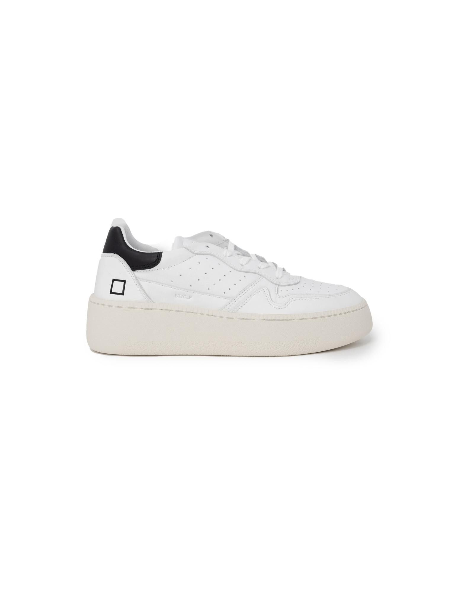 image of D A T E Leather Sneakers With Rubber Sole And Laces in White, Women's (Size 9)