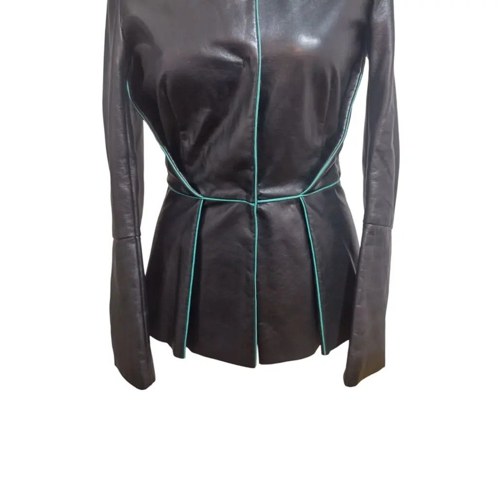 Other ARCHIVAL Vionnet Paris Structured Leather Jacket Peplum Size S / US 4 / IT 40 - 3 Thumbnail