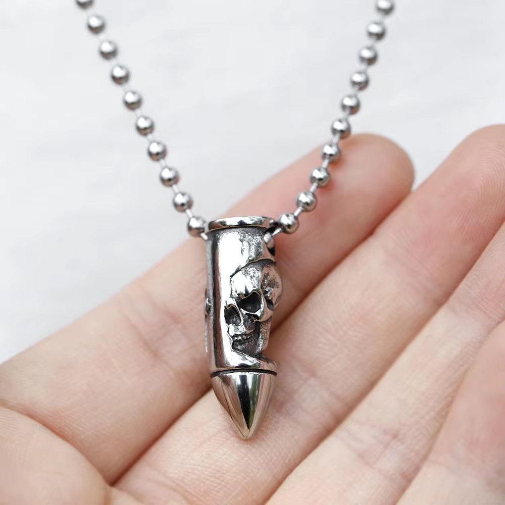Jewelry Skull Bullet Pendant Necklace Size ONE SIZE - 1 Thumbnail