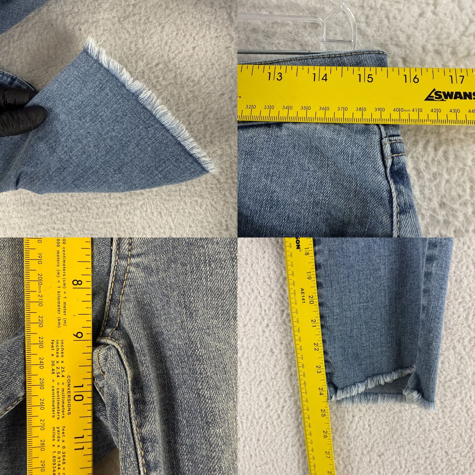 Rebecca Minkoff Rebecca Minkoff Jeans Womens 6P Petite Blue Denim Skinny Mid Rise Raw Hem 90s Bohemian Hippie Fashion Clothing Mens Womens Girls Boys Size 28" / US 6 / IT 42 - 8 Thumbnail