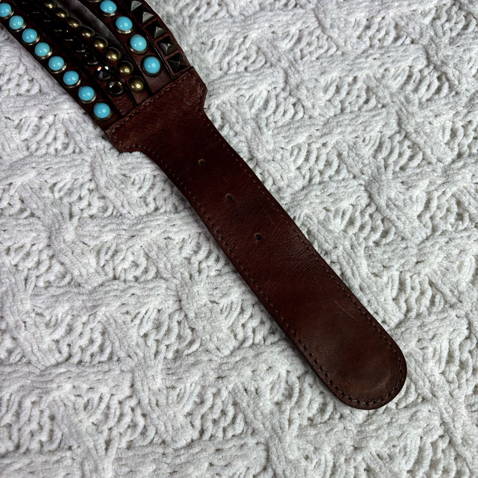 Other Leatherock Women's Brown Leather Adjustable Belt - Turquoise Size ONE SIZE - 8 Thumbnail