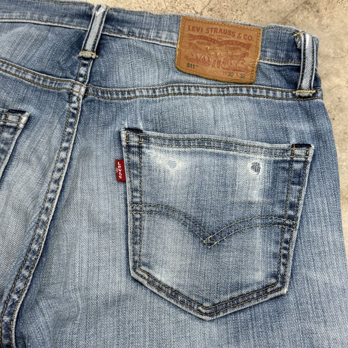 Levi's Levis 511 Y2K Lightwash Distressed Stretch Denim Pants Size US 30 / EU 46 - 14 Thumbnail