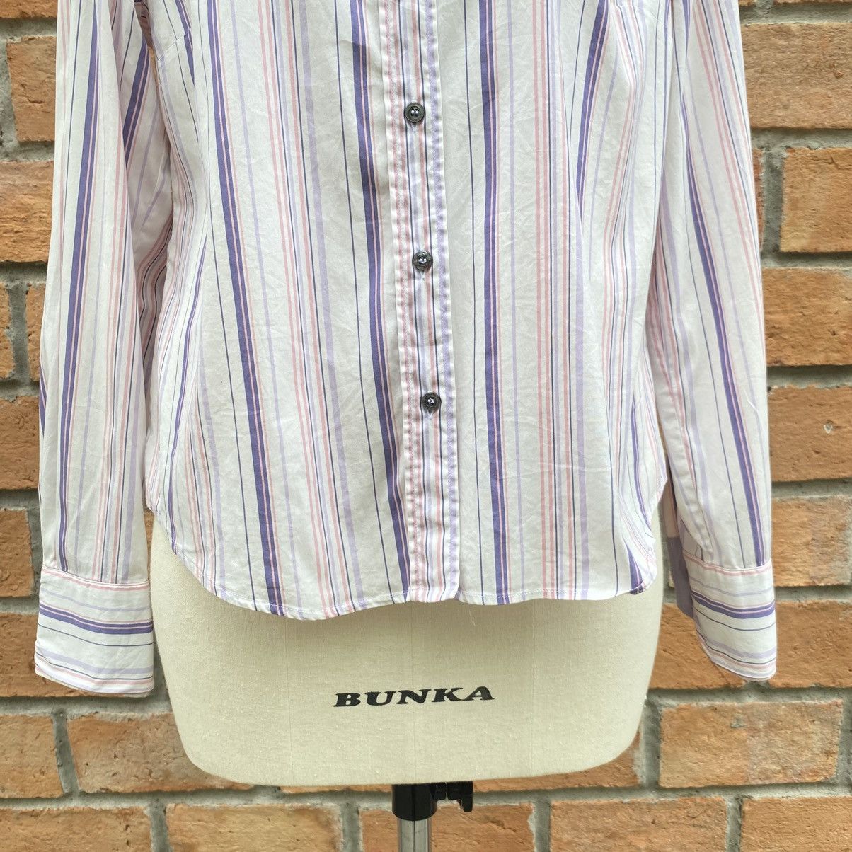 Max Mara Max Mara White Striped Long Sleeve Button-Up Shirt Size M / US 6-8 / IT 42-44 - 15 Thumbnail