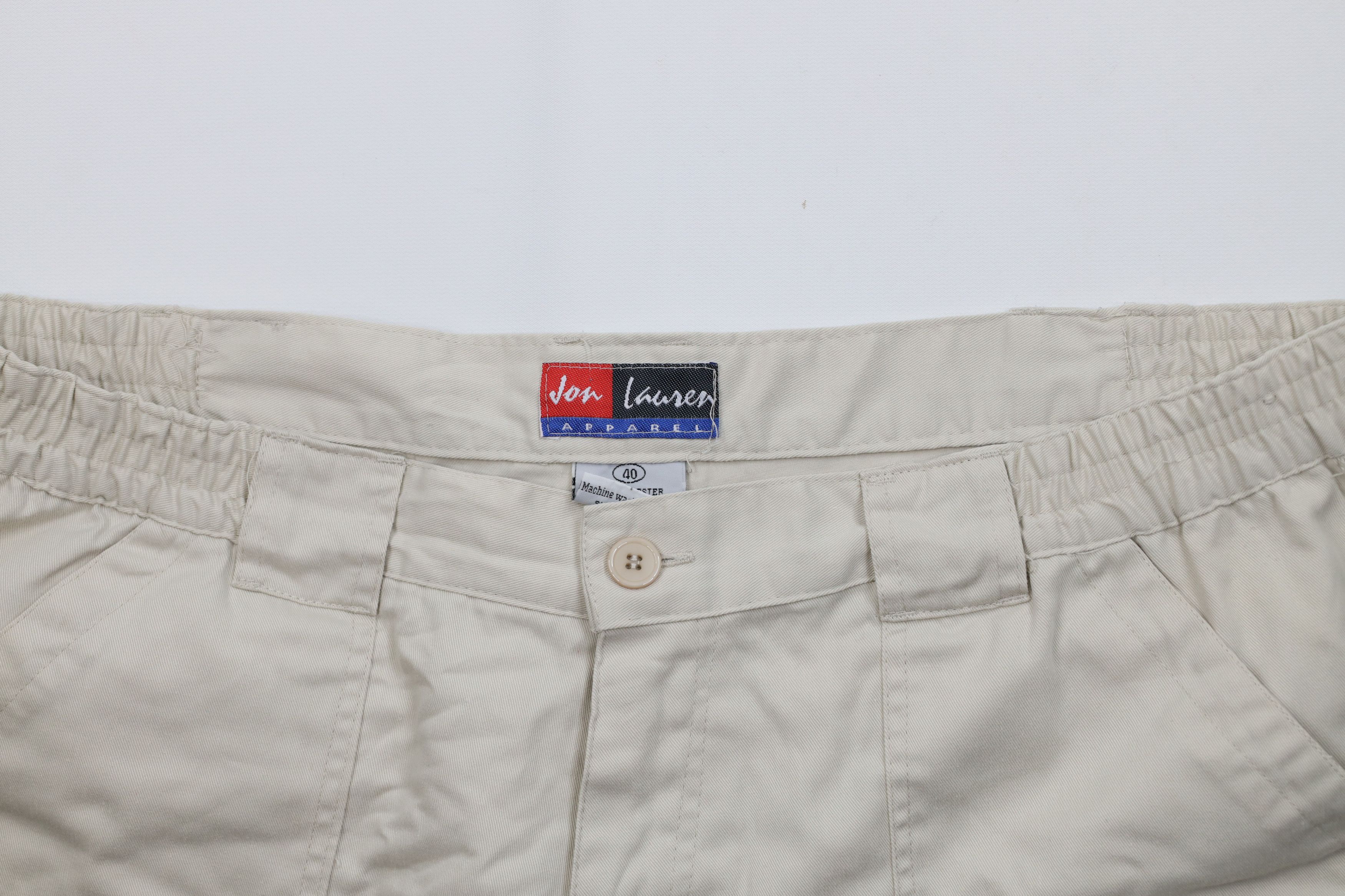 Vintage Vintage 90s Streetwear Knee Trekking Cargo Shorts Beige Size US 40 / EU 56 - 2 Thumbnail