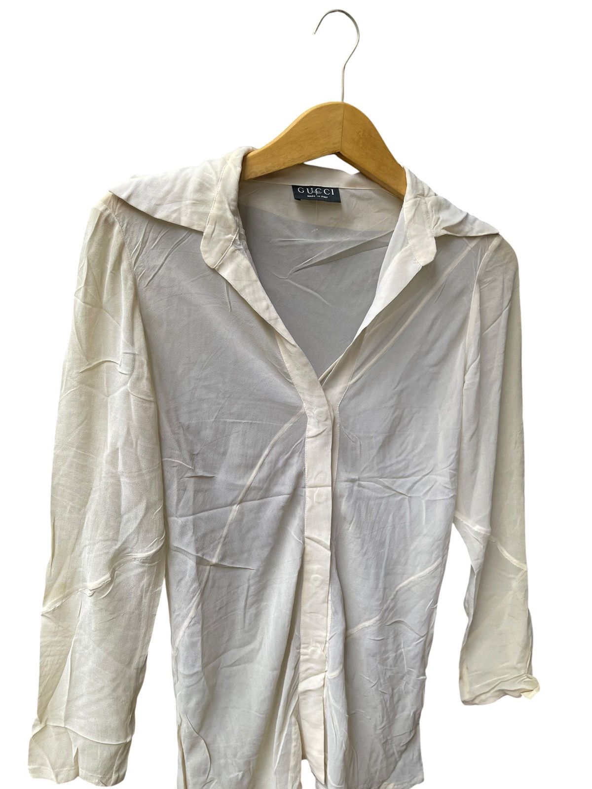 Gucci 1997 Gucci Tom Ford Rayon/Silk Sheer Mesh Cowl Neck Shirts Size S / US 4 / IT 40 - 4 Thumbnail