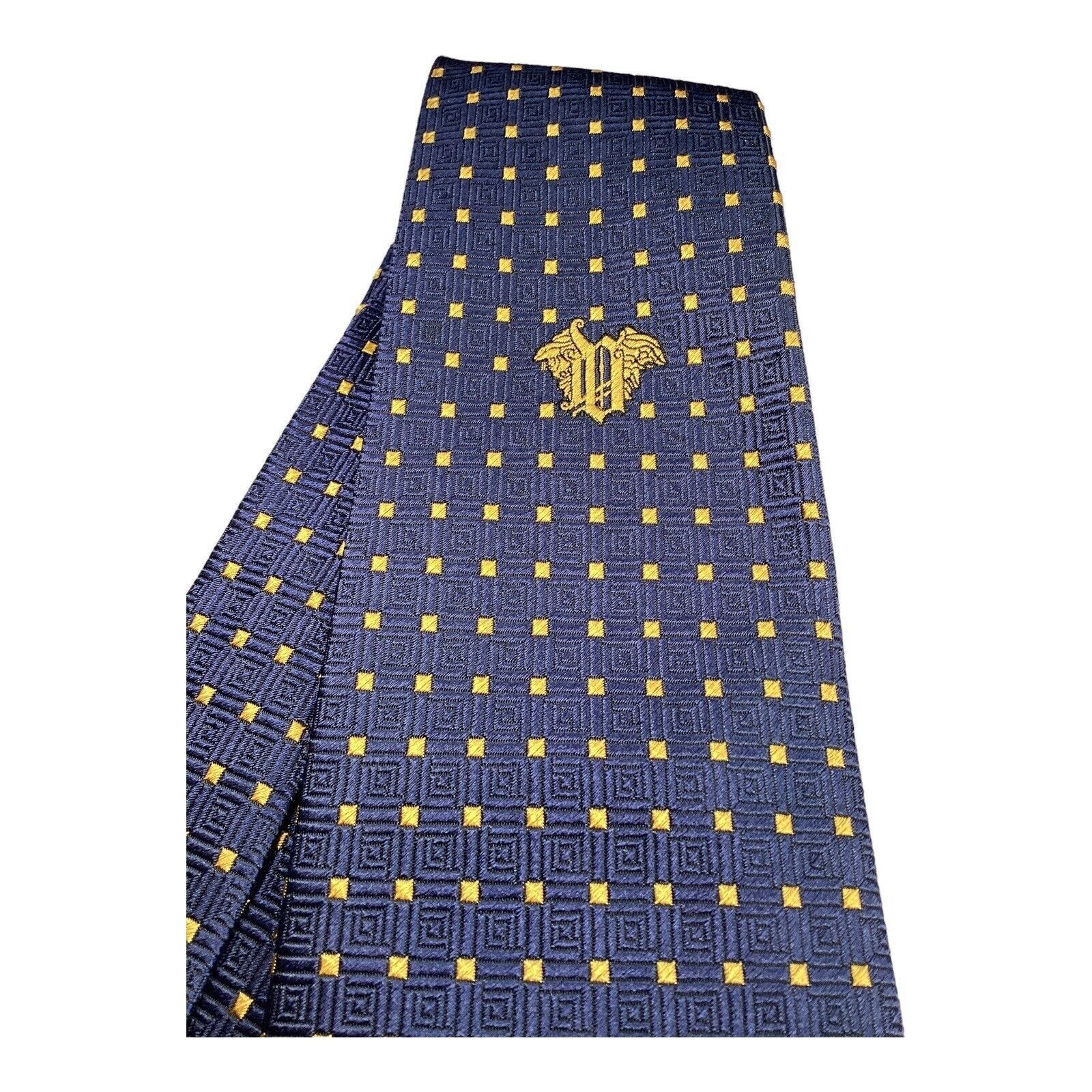 Versace VERSACE Current Blue Geometric Logo Made In Italy Silk Tie W Size ONE SIZE - 7 Thumbnail