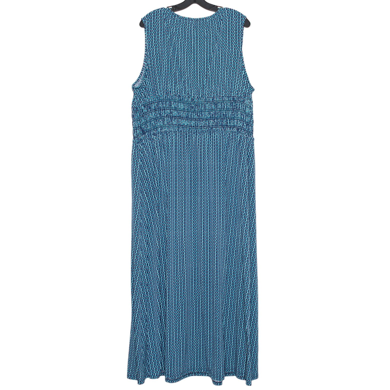 Other Daisy Fuentes Maxi Dress Smocked Blue Boho Resort Beachy 2X Size XXL / US 16-18 / IT 52-54 - 2 Thumbnail