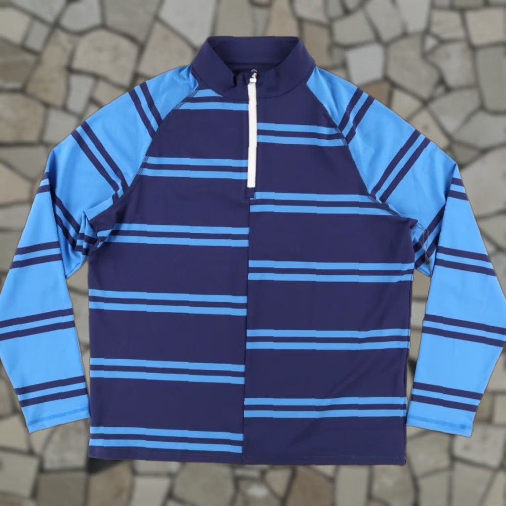 G/FORE G/Fore Offset Stripe 1/4 Zip Pullover Colorblock Blue Shirt L Mens Size US L / EU 52-54 / 3 - 1 Thumbnail