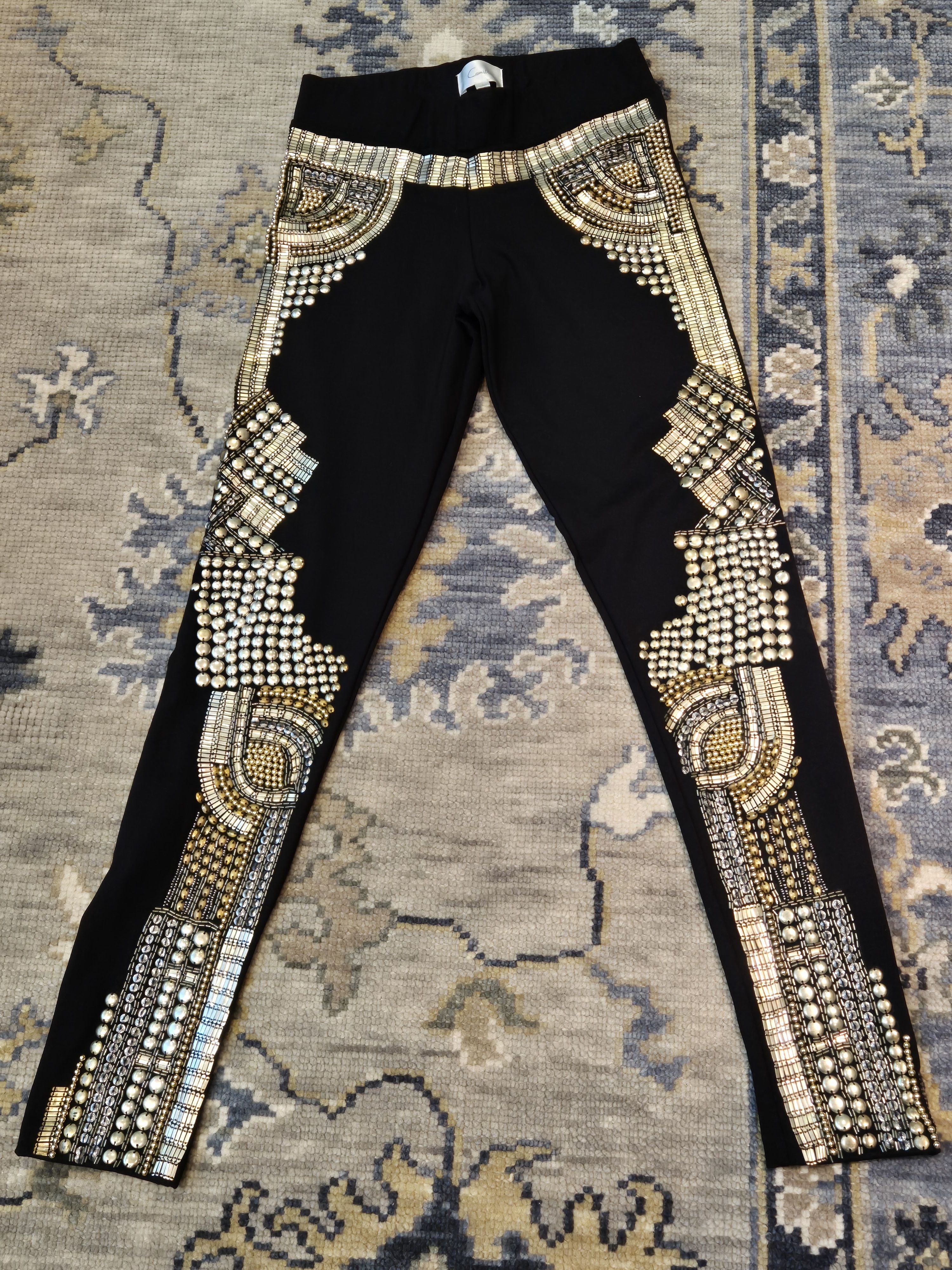 Camilla black & gold heavily embellished leggings