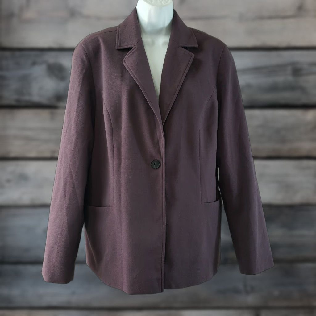 Coldwater Creek Coldwater Creek Womens Blazer Jacket 14 Purple Single Button Long Sleeve Size XL / US 12-14 / IT 48-50 - 1 Thumbnail