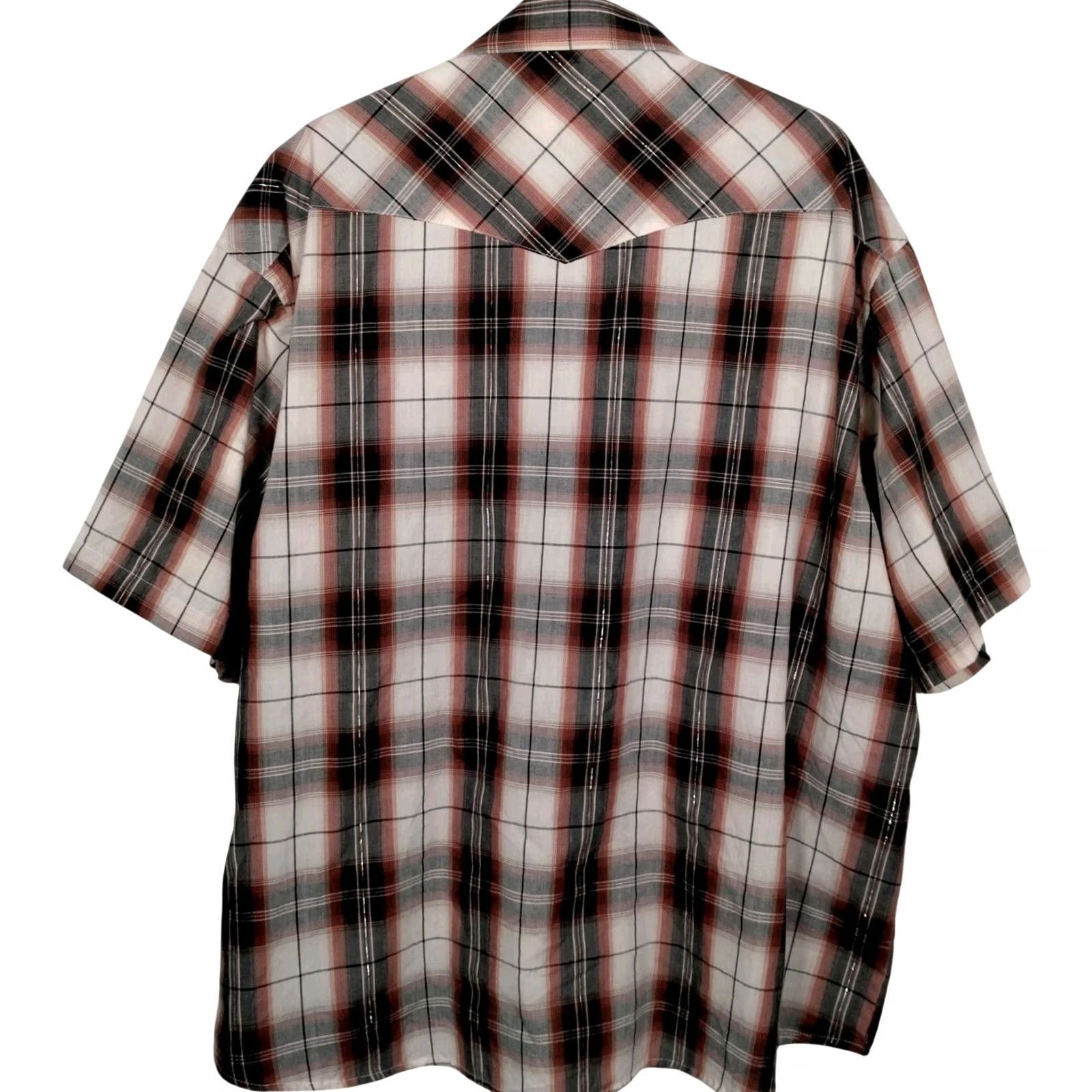 Vintage Rustler Shirt Men 3XL Brown Plaid Pearl Snap Western Sawtooth Cowboy Button-Up Short Sleeve Size US XXL / EU 58 / 5 - 4 Thumbnail