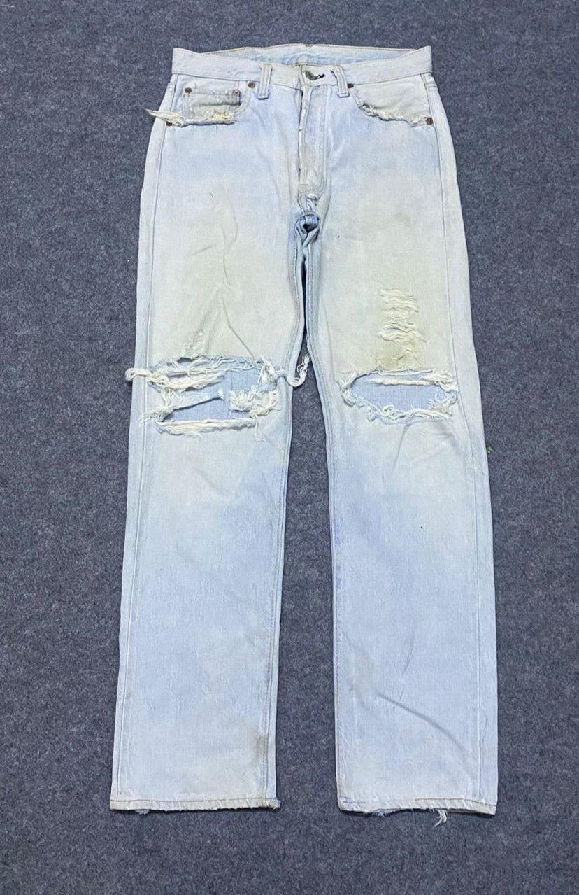 Levi's Vintage 80s Levis 501 Button 6 Distressed Denim Size US 30 / EU 46 - 1 Thumbnail
