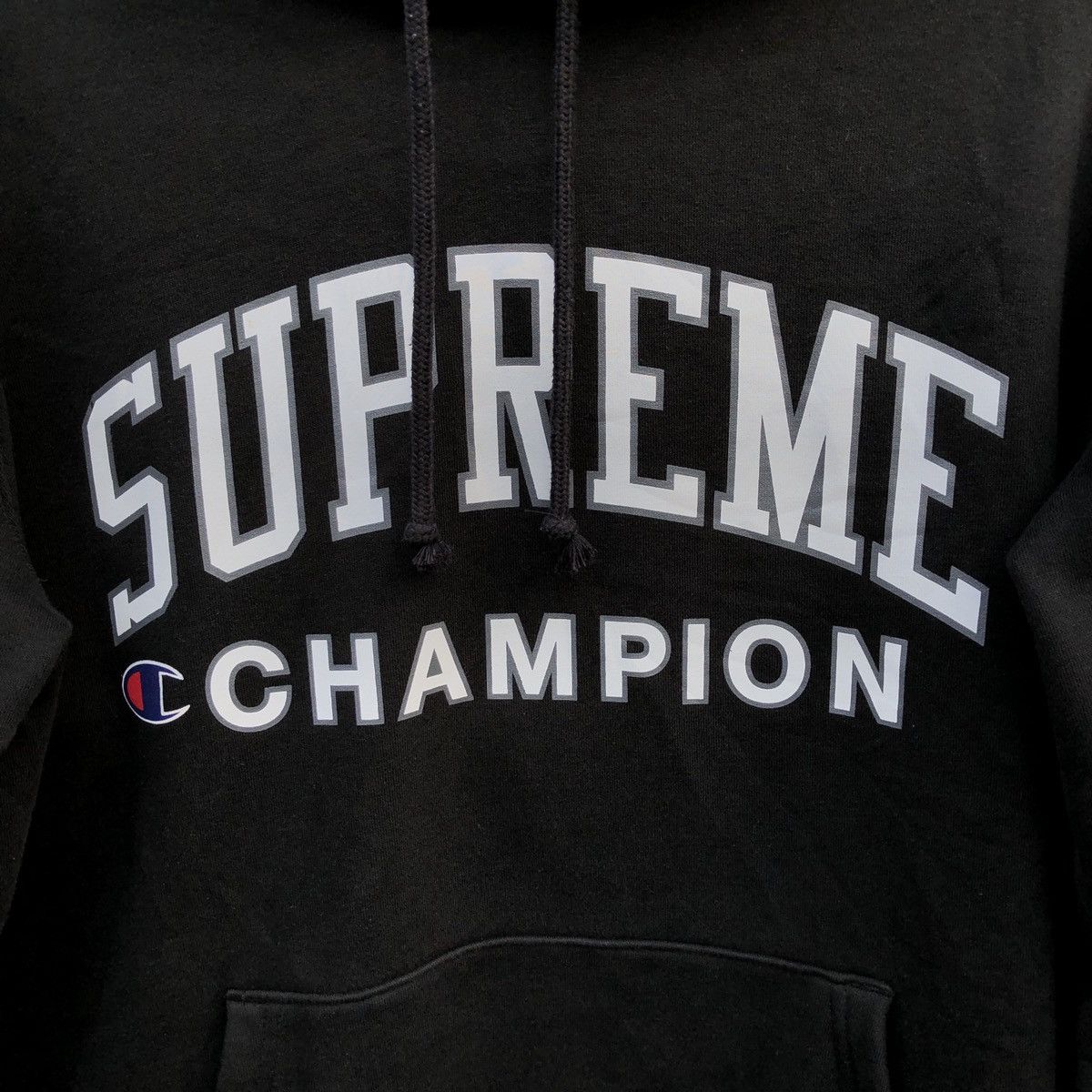 Champion × Supreme SUPREME X CHAMPION HOODIE BLACK | Grailed