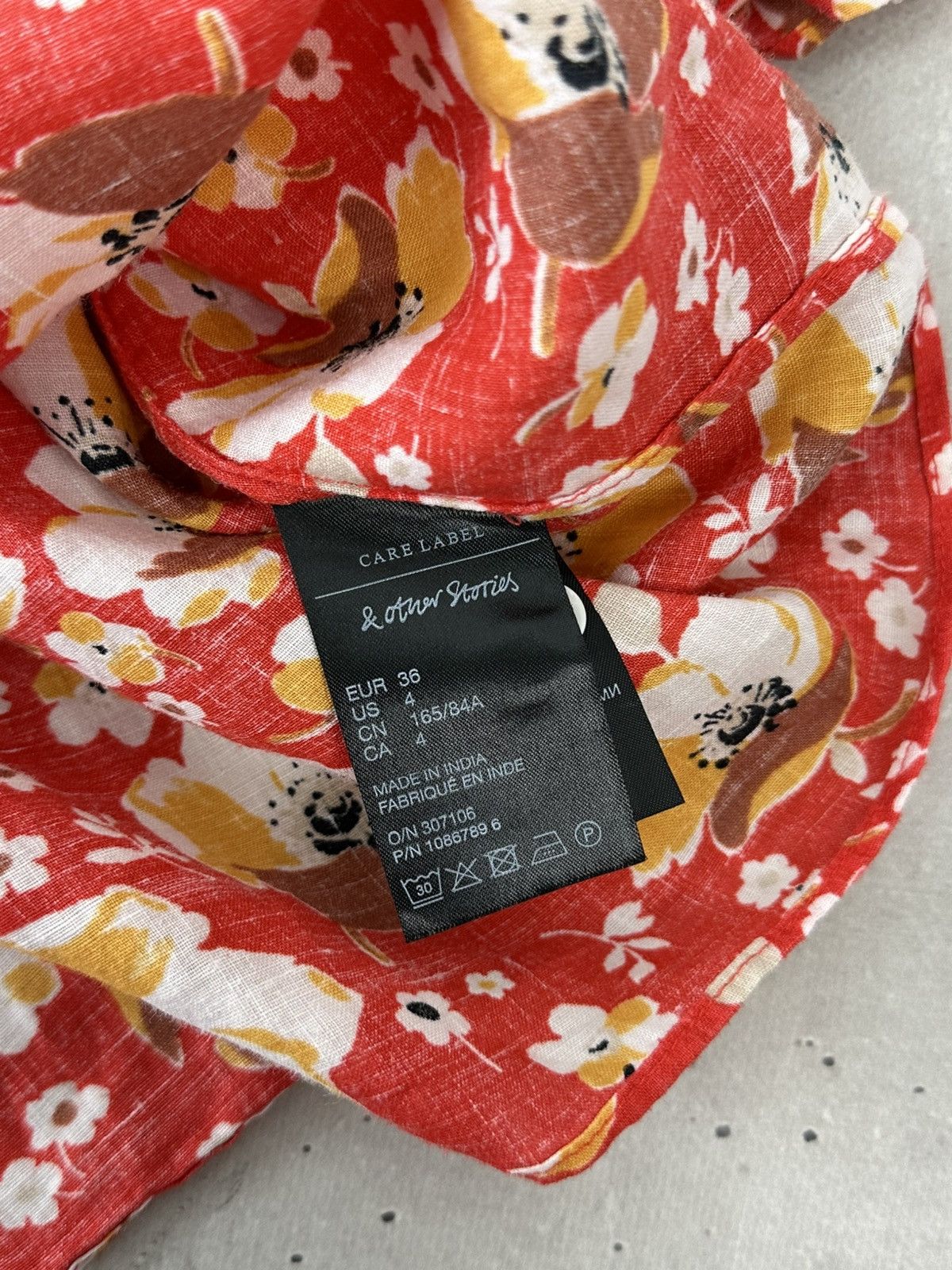 & Other Stories Other Stories Ramie Floral Button-up Red 3/4 Sleeve Shirt Size S / US 4 / IT 40 - 8 Thumbnail