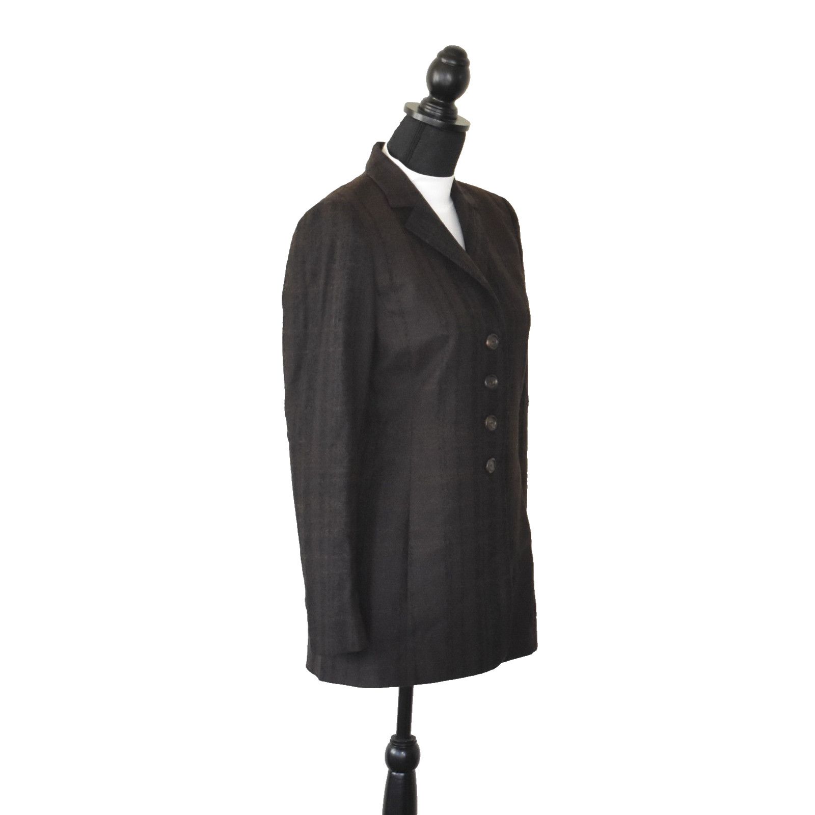 Akris AKRIS Brown Wool Check Pattern Four Button Jacket Size US 6 Size M / US 6-8 / IT 42-44 - 2 Thumbnail