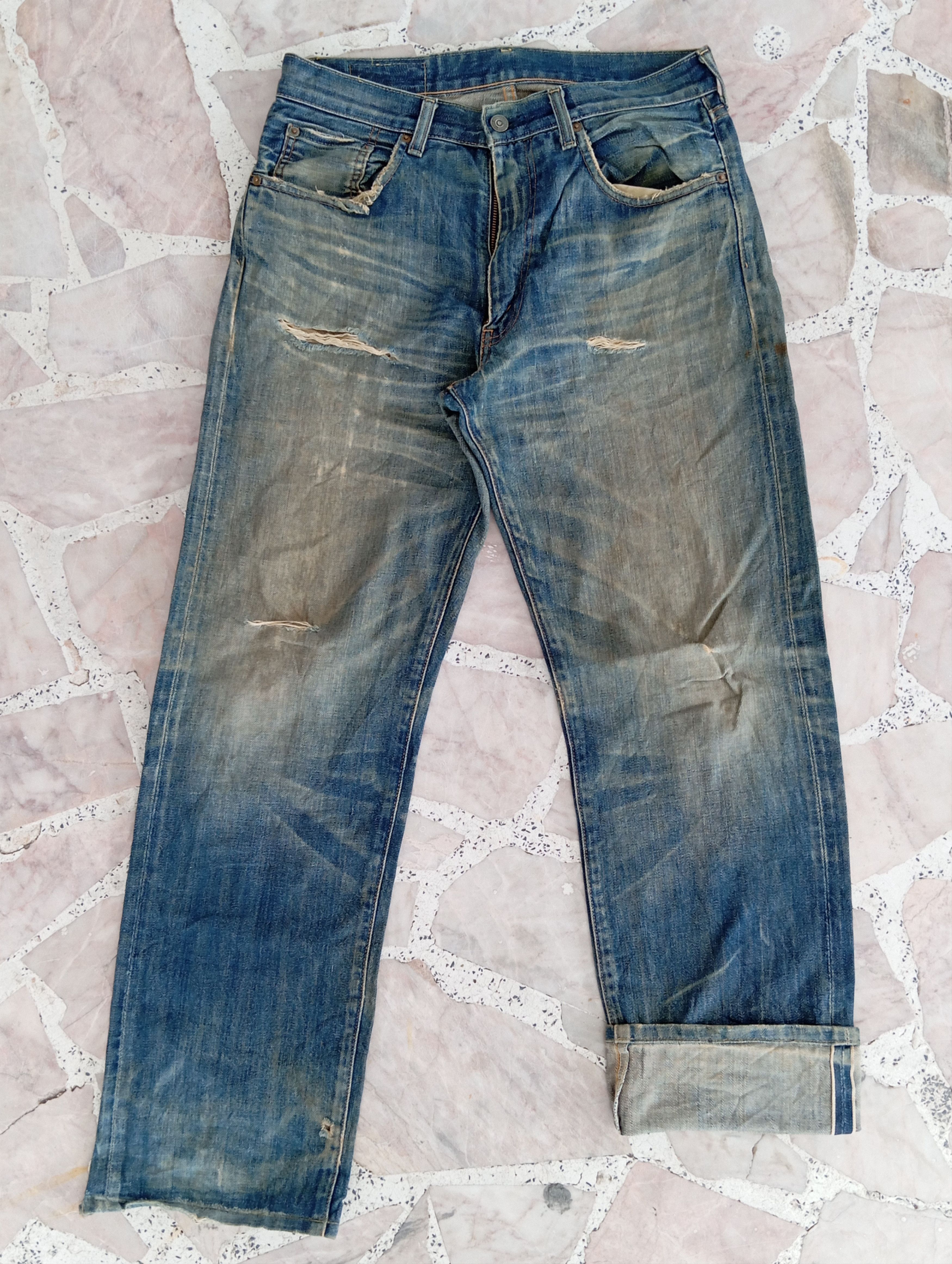 Levi's Distressed Selvedge Levis Denim Size US 32 / EU 48 - 1 Thumbnail