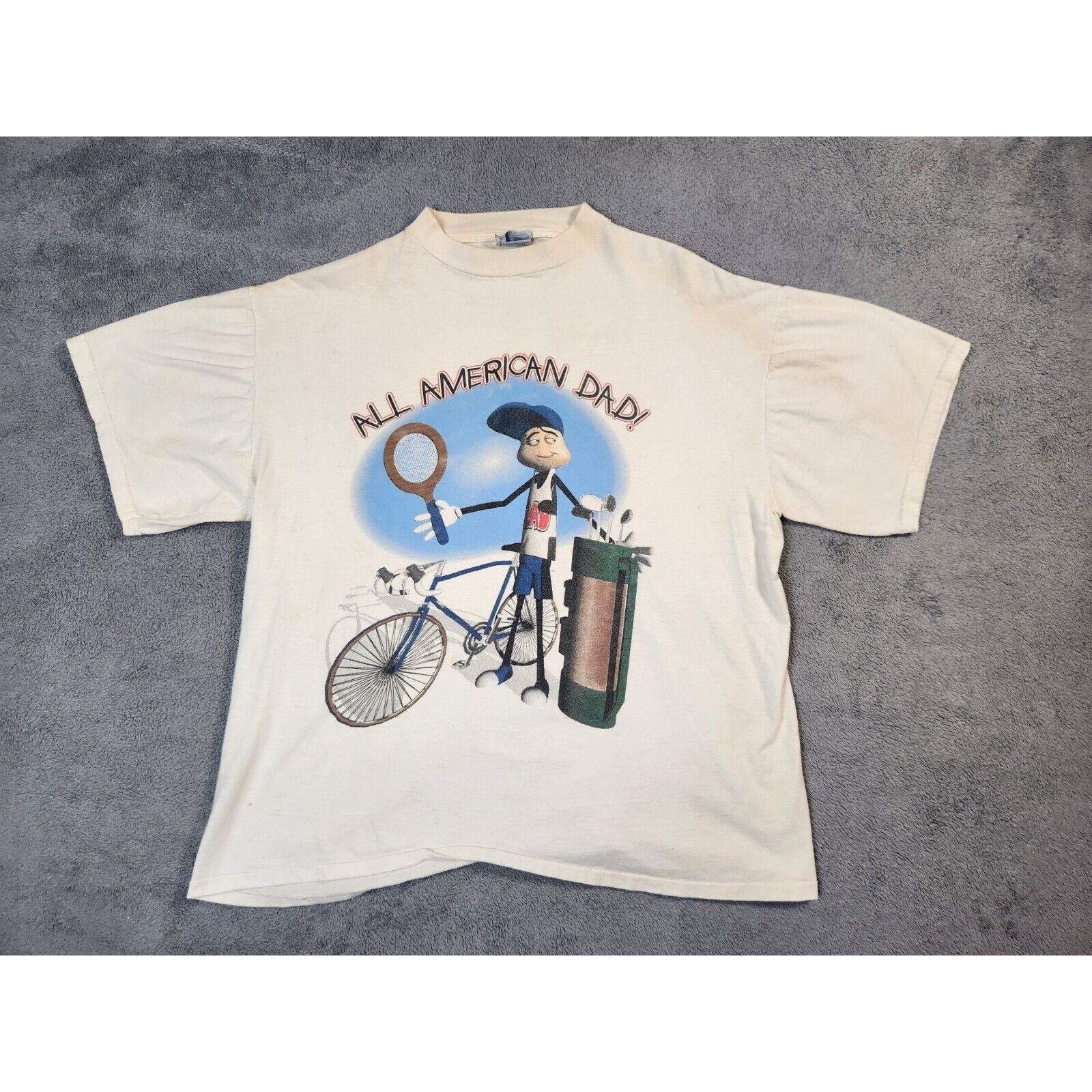 Tultex VINTAGE Funny Novelty Shirt Adult Mens XL White All American Size US XL / EU 56 / 4 - 1 Thumbnail