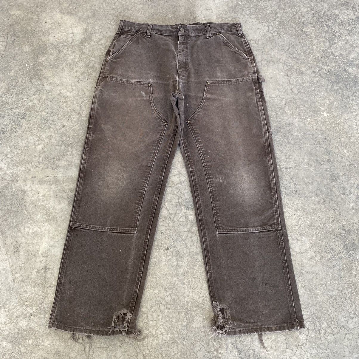 Carhartt VTG Carhartt Double Knee Faded Brown Carpenter Pants Size US 35 - 2 Thumbnail