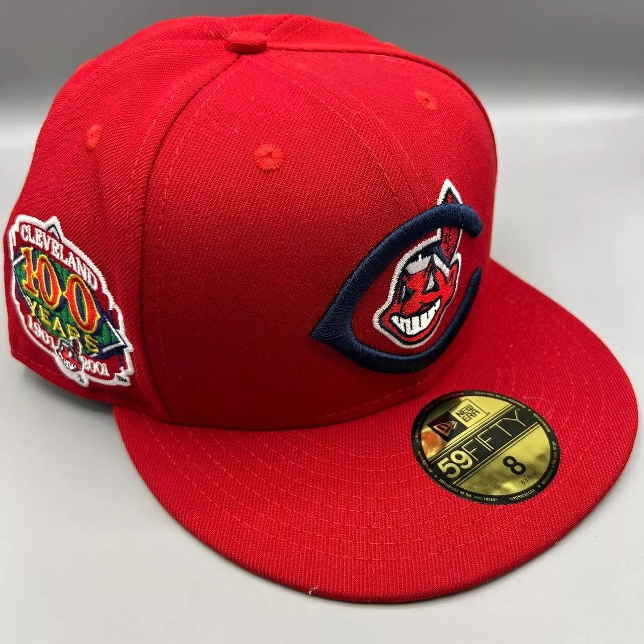 New Era Cleveland Indians Guardians Hat Men 8 Red Fitted New Size ONE SIZE - 1 Thumbnail