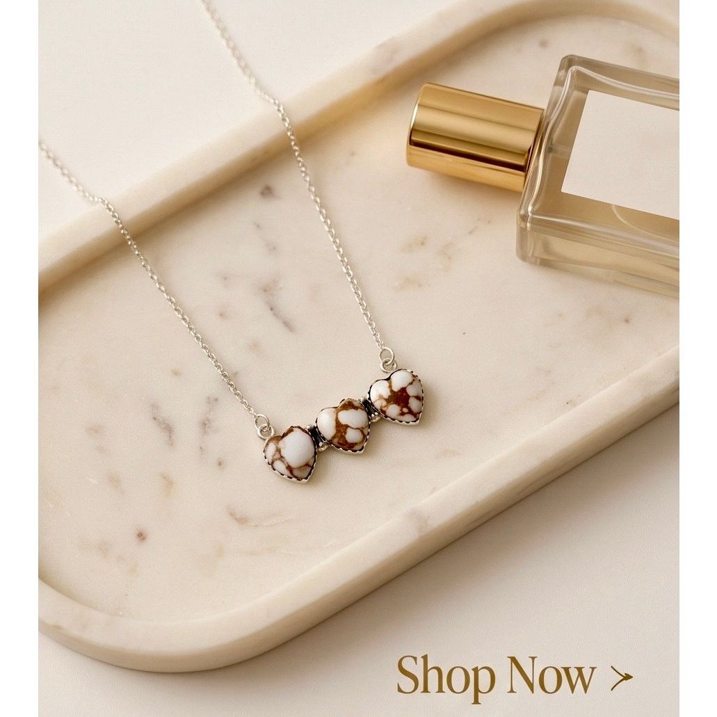 & Other Stories Wild Horse Jasper Three Stone Heart Necklace Sterling Silver Size ONE SIZE - 3 Thumbnail