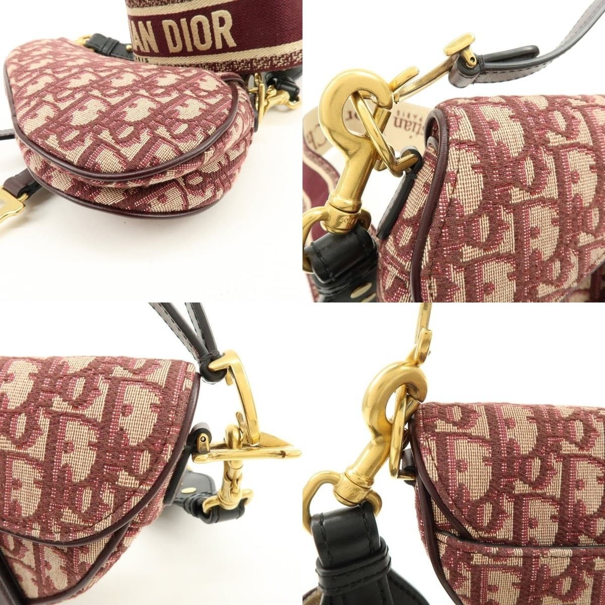 Christian Dior Monsieur Christian Dior Oblique Saddle Bag Canvas Shoulder Burgundy Size ONE SIZE - 6 Thumbnail