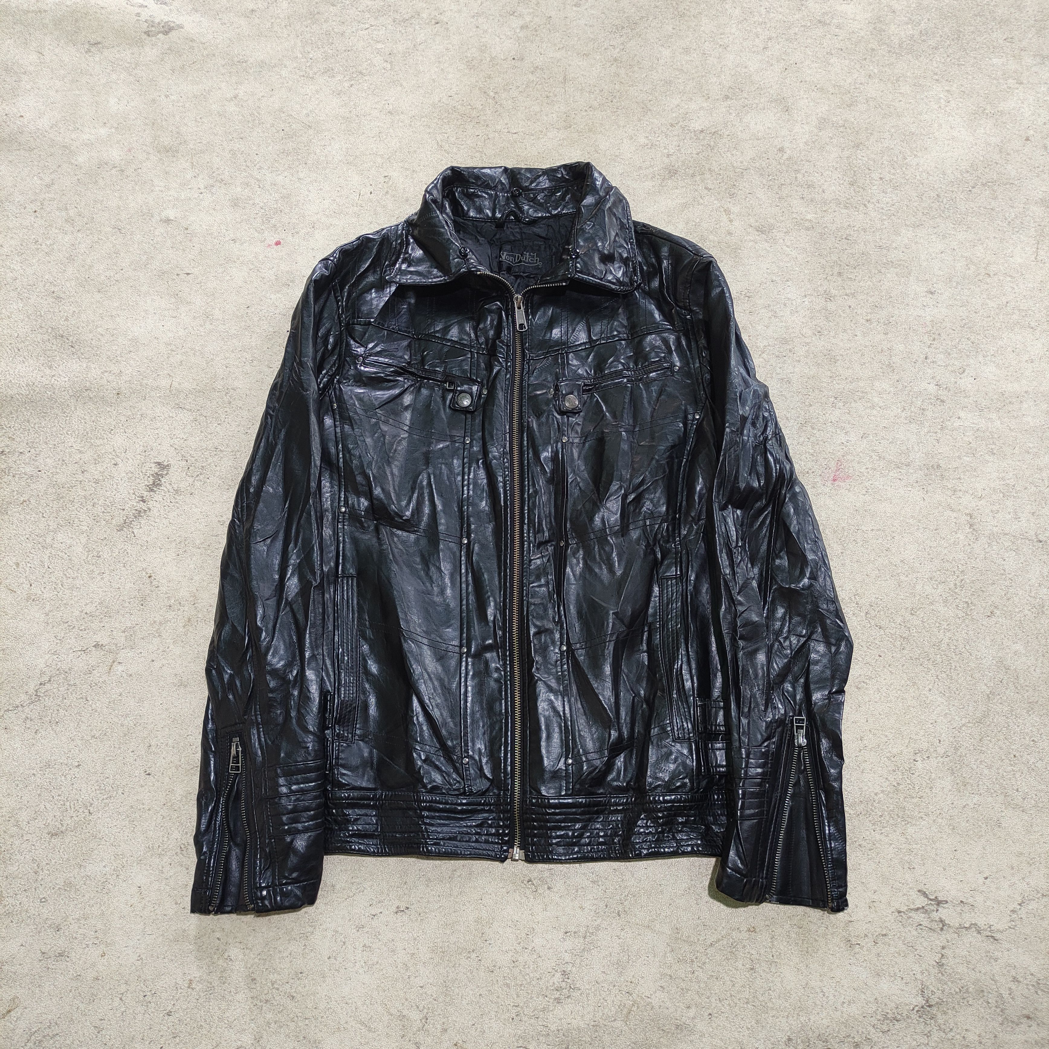 Tornado Mart Von Dutch Vintage Synthetic Leather Jacket 2000s Vkei Size US L / EU 52-54 / 3 - 1 Thumbnail