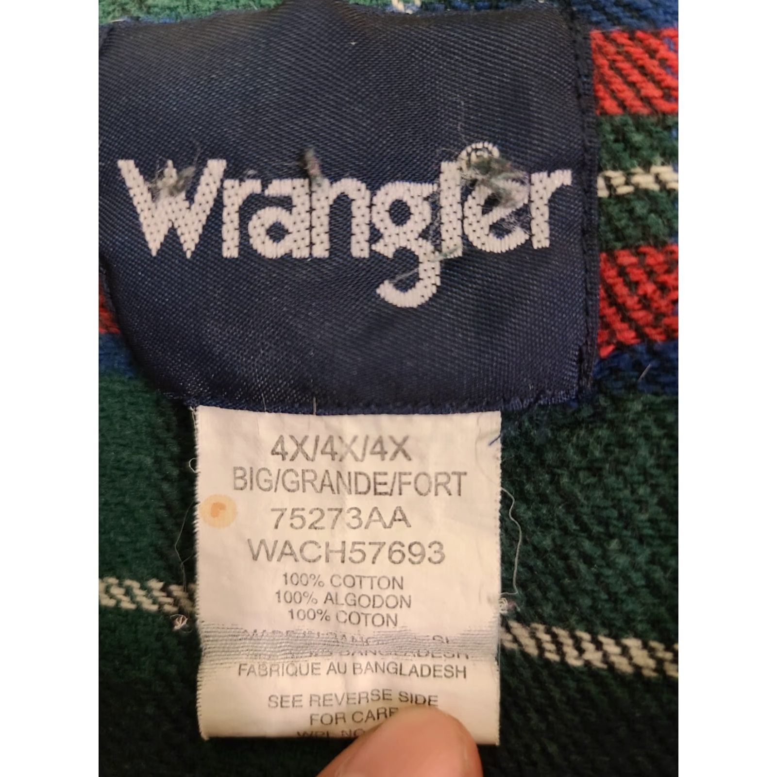 Wrangler Wrangler Shirt Mens 4X Plaid Long Sleeve Flannel Pearl Snap Western Button-Up Casual, All Seasons, Multicolor, Cotton, Slim Fit, 4X Men Size US XXL / EU 58 / 5 - 4 Thumbnail