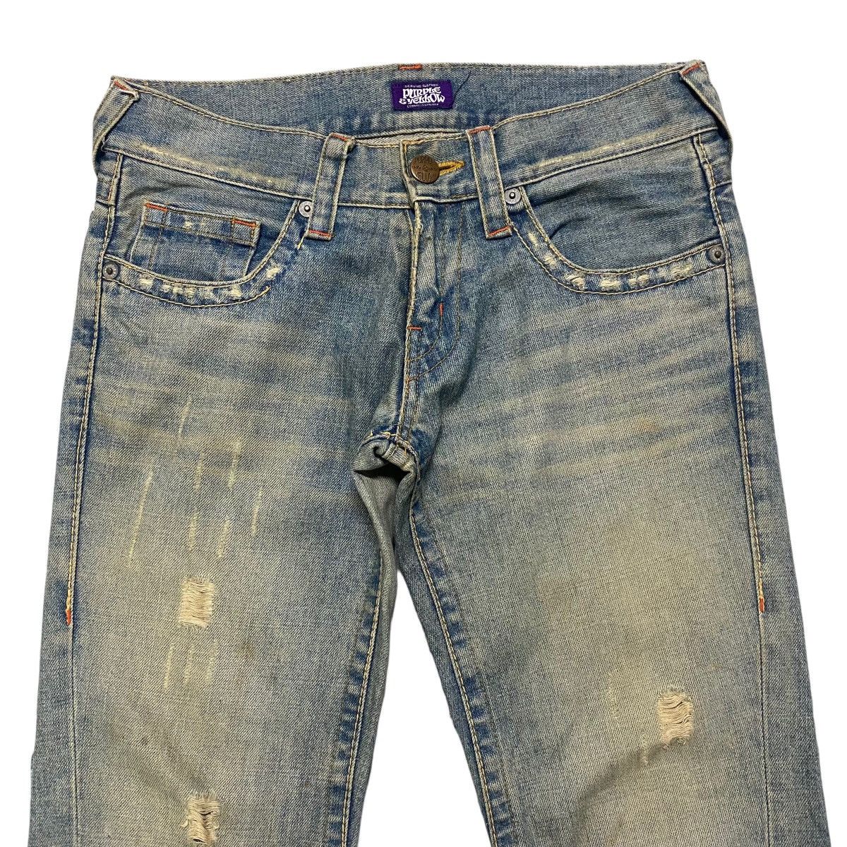 Japanese Brand Union Made Purple&Yellow Mudwash Denim Flare Jeans Size US 30 / EU 46 - 3 Thumbnail