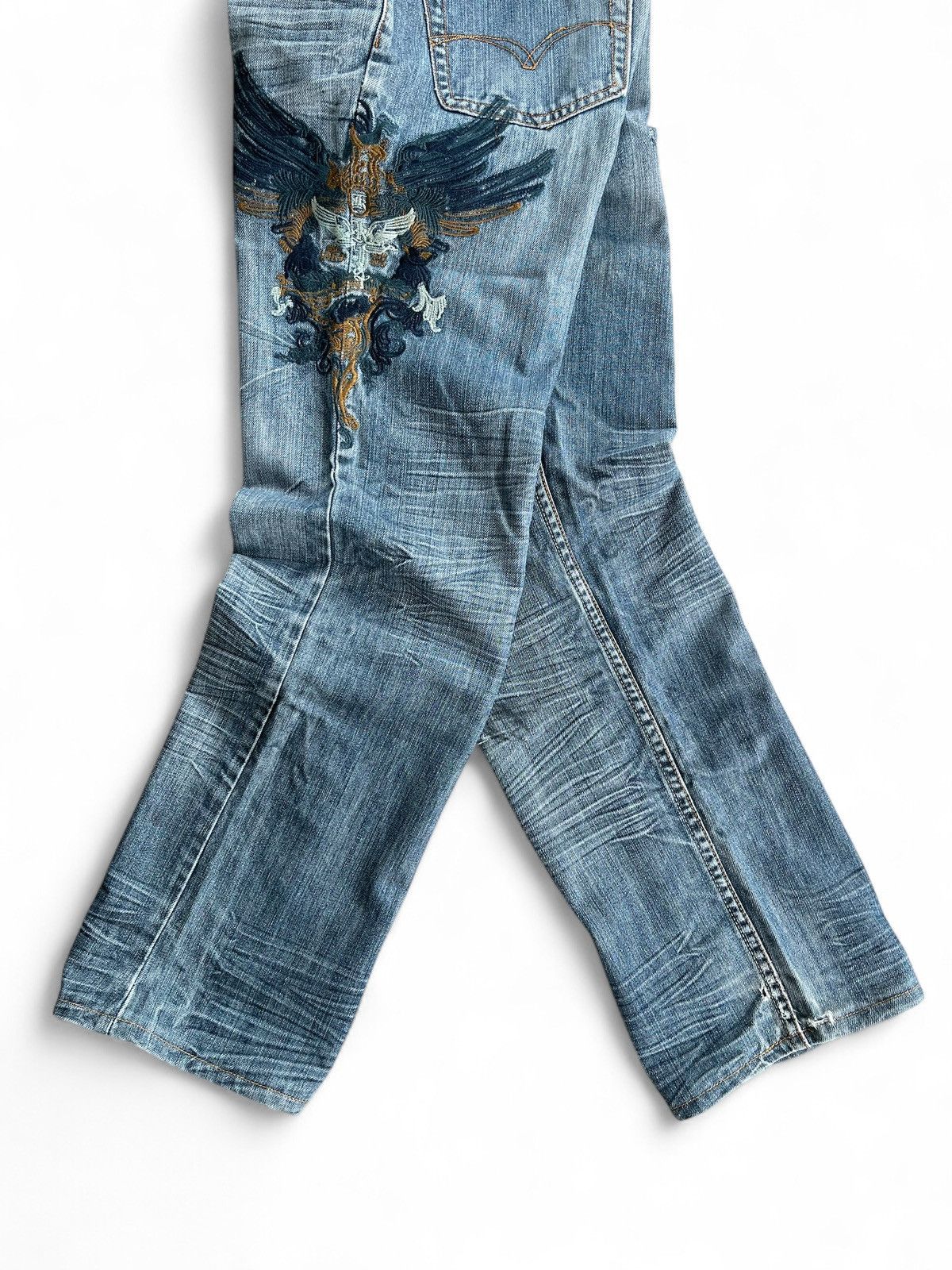 Japanese Brand DAPPER Light Blue STRAIGHT Jeans w/ Unique Embroidery Size US 30 / EU 46 - 4 Thumbnail